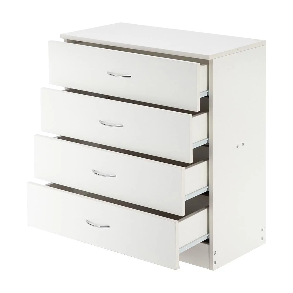 Glavbiku Modern Wood 4 Drawer Nightstand Dresser,Storage Cabinet for Bedroom,White,Adult,28.7
