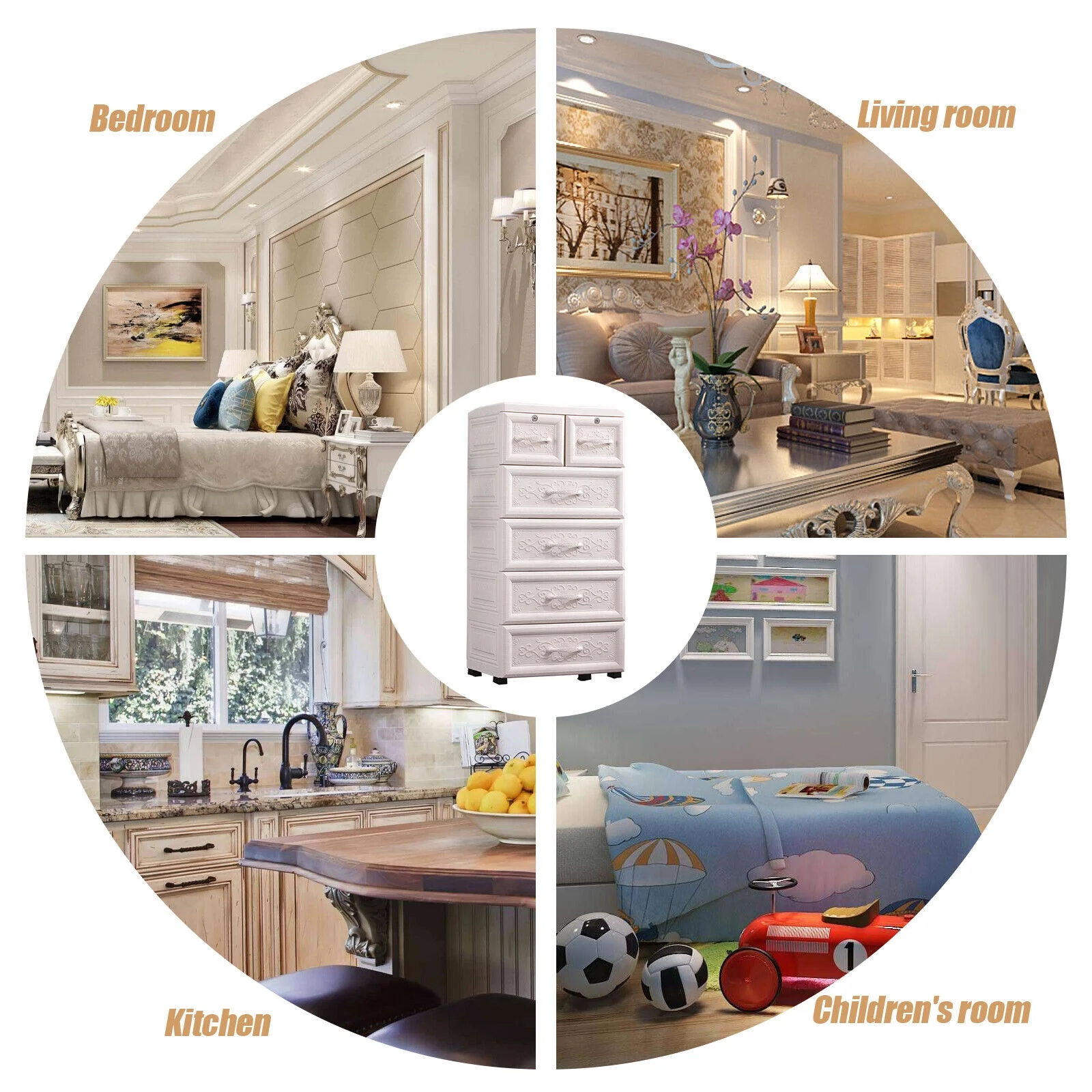 ZhdnBhnos 5 Layers Vertical Storage Cabinet 6 Drawers Plastic Clothes Dresser Tower Closet Organizer Shelf Lockable For Bedroom Living Room Office