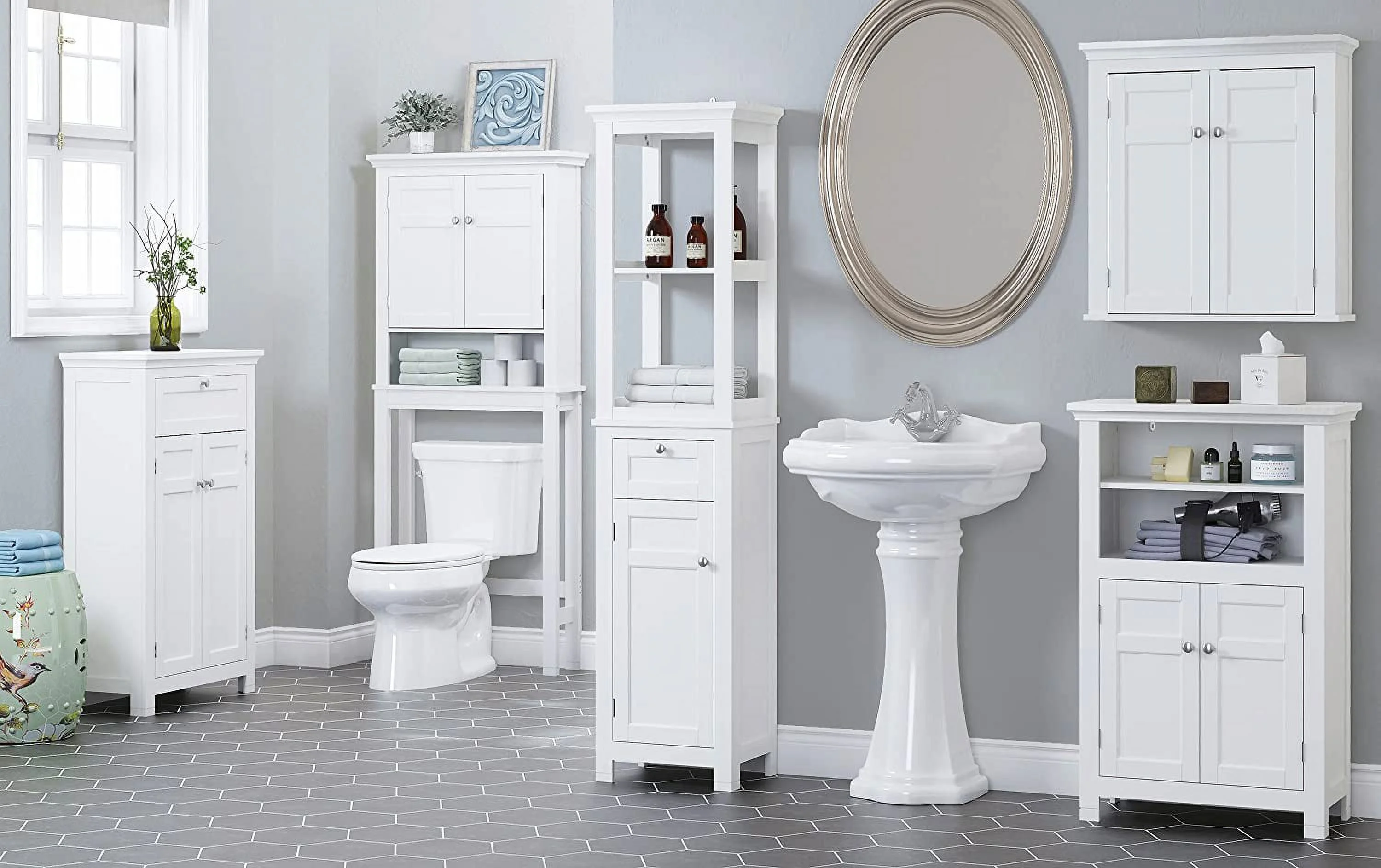 Spirich Home Bathroom over the Toilet Shelf,Bathroom Storage Organizer, White