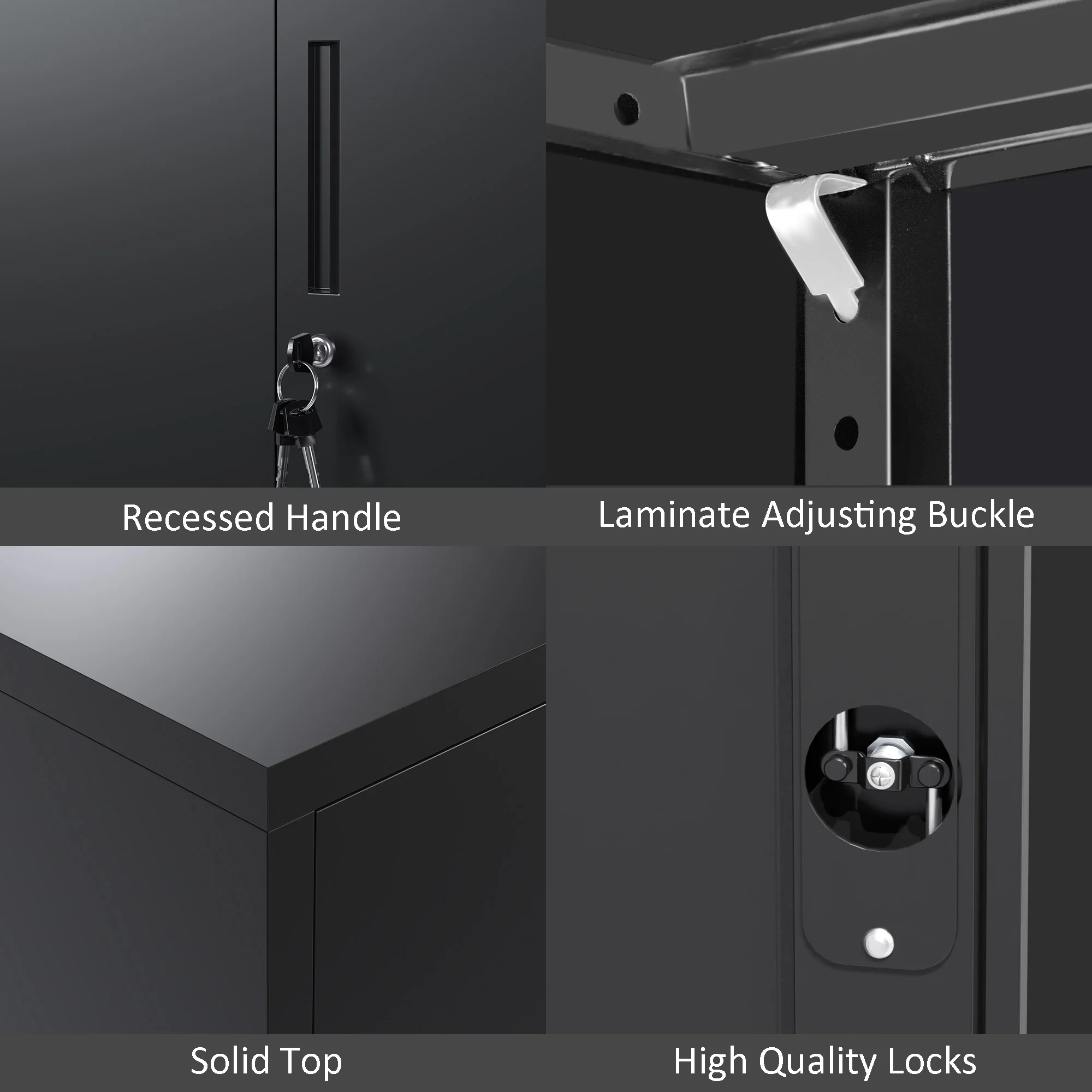 GangMei 71 In Metal Storage Garage Cabinets with Locking Doors and Adjustable Shelves, Steel Storage Cabinet for Garage, Office, Classroom, Assemble Required(Black)