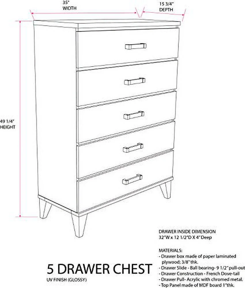 Kings Brand Furniture Madison 6-Piece King Size Black Bedroom Set. Bed, Dresser, Mirror, Chest & 2 Nightstands