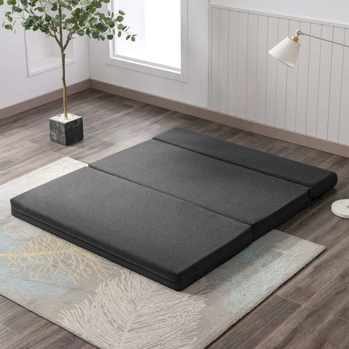 BALUS Convertible Sofa Bed, Living Room Couch Futon Chair, Adjustable Backrest Foldable Floor Sleeper for Small Room, Apartment, Guest Room, Gray