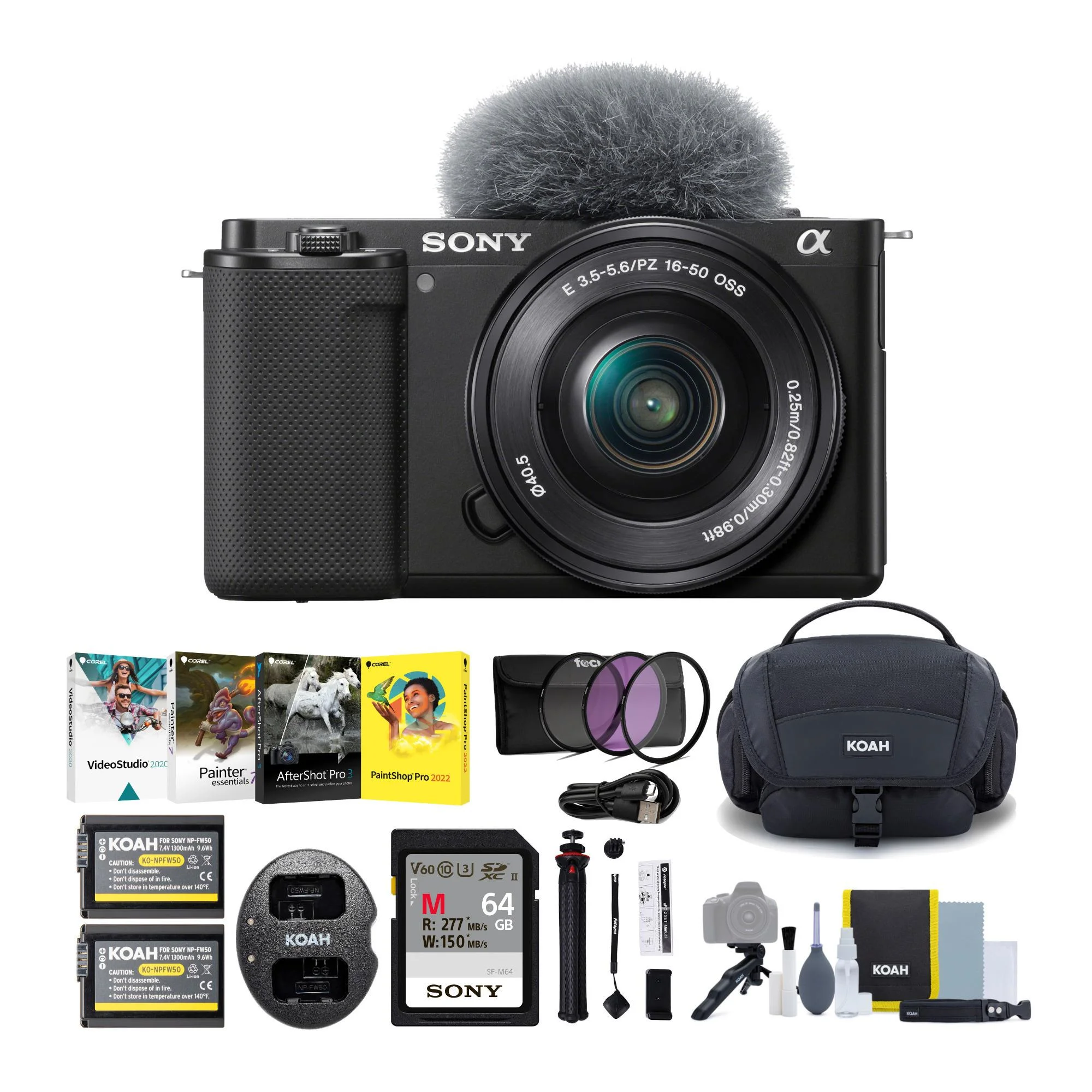 Sony Alpha ZV-E10 APS-C Mirrorless Vlog Camera (Black) with 16-50mm Lens Bundle