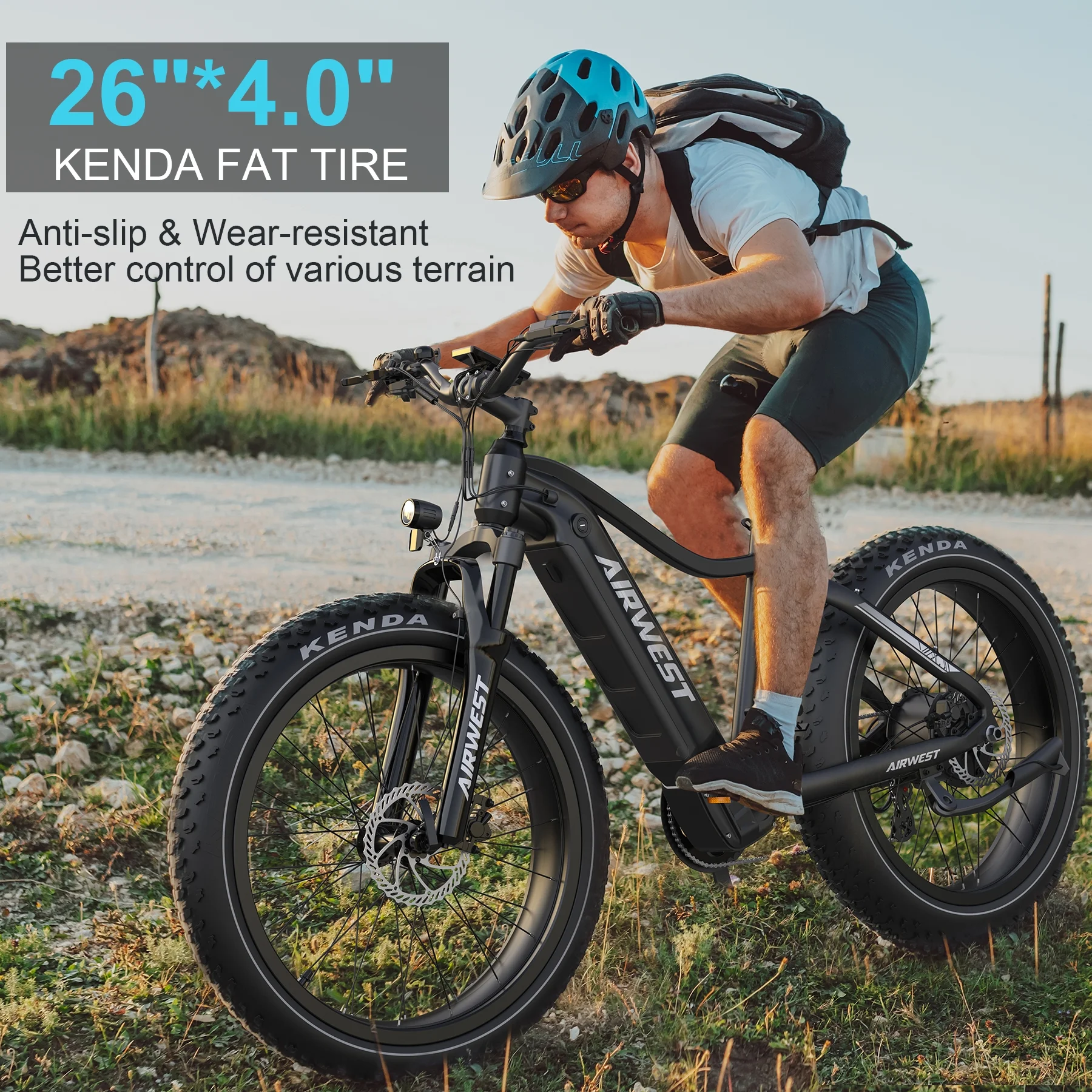 AIRWEST Electric Bike, Peak 1000W BAFANG Motor 28MPH Ebikes for Adult, 26