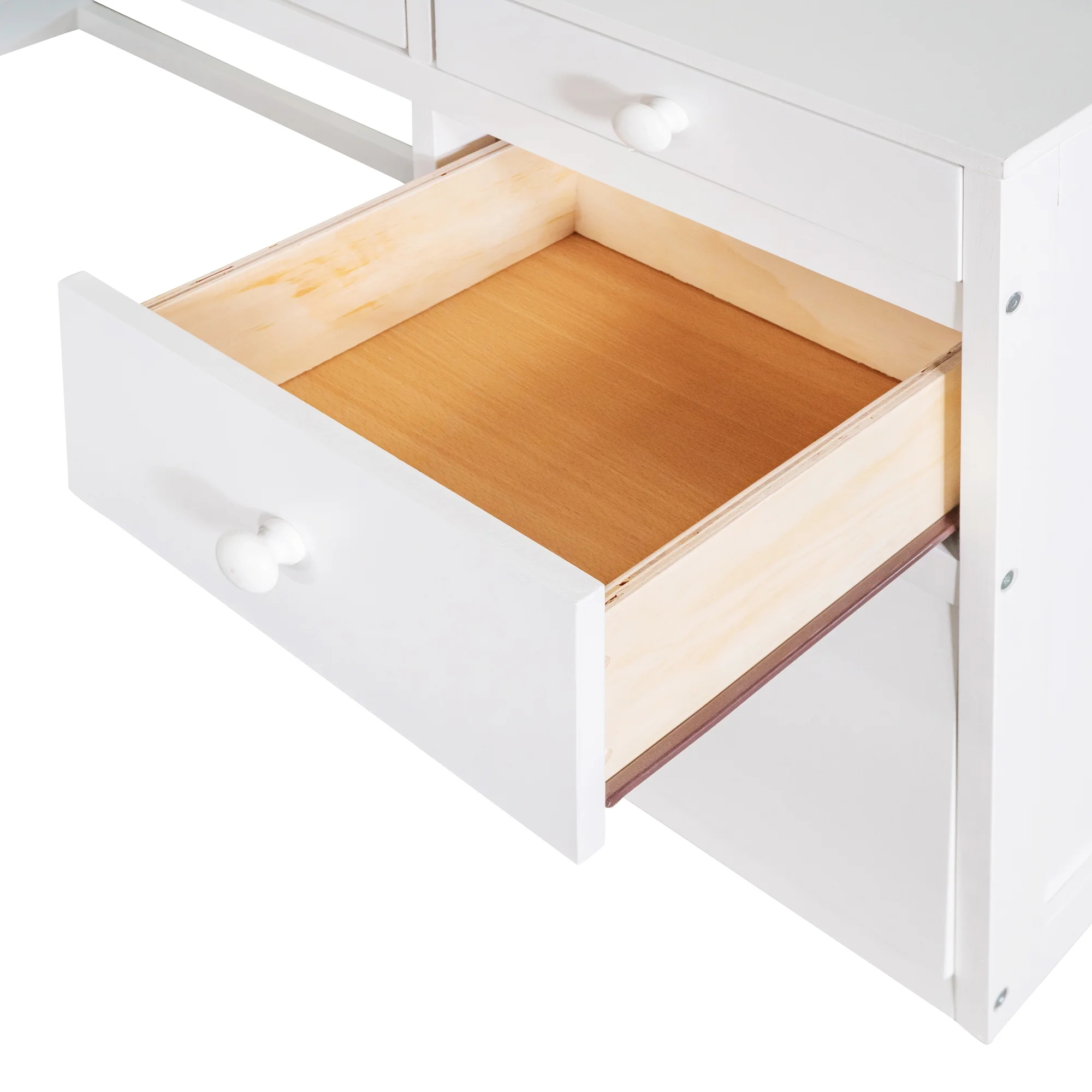 CoSoTower Full Size Loft Bed with Ladder, Shelves, and Desk, White