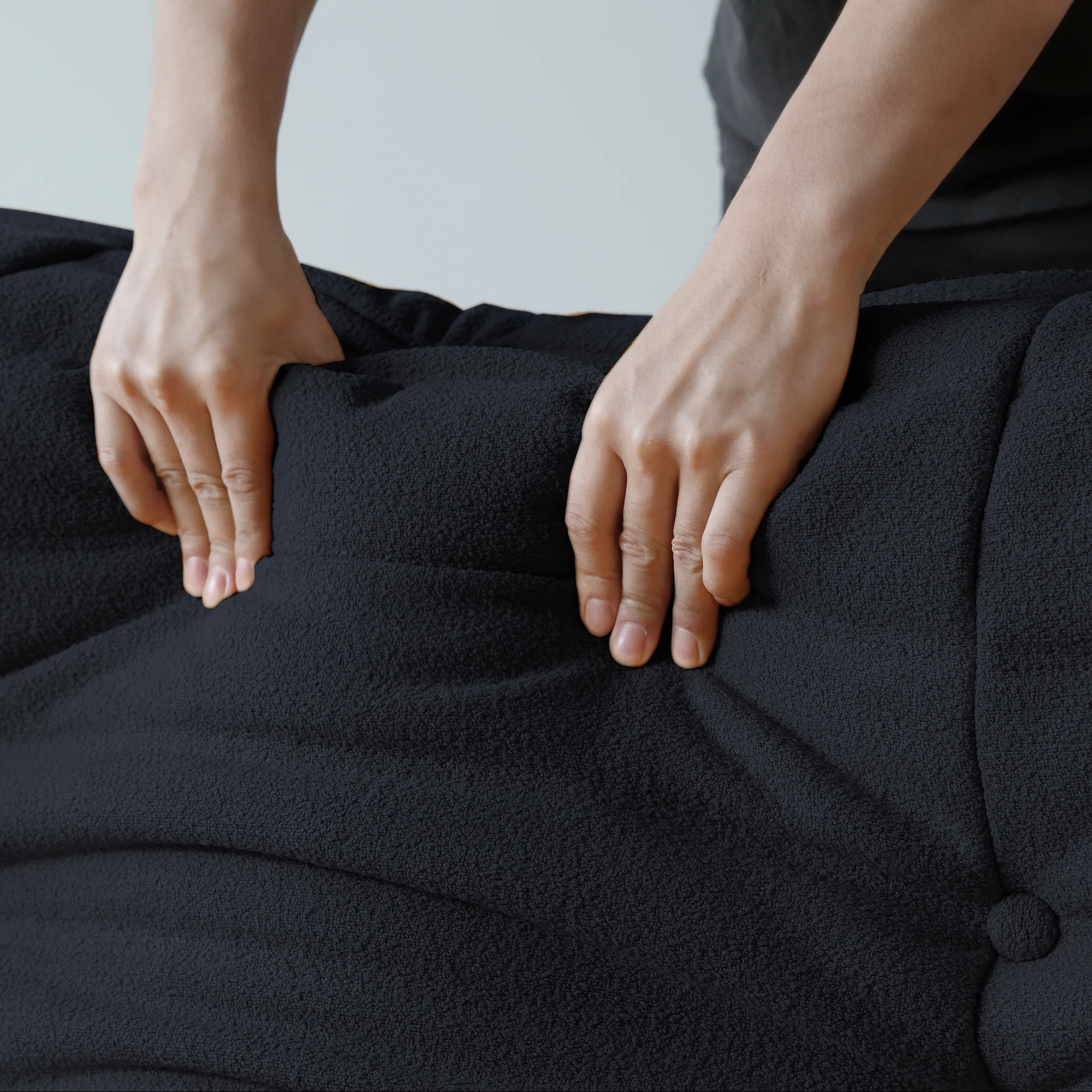 Magic Home Modern Sectional Sofa Togo Sofa Lazy Sofa Foam Couch Floor Sofa for Bedroom,Living Room,Apartment and Small Space,Single Seat Sofa,Black