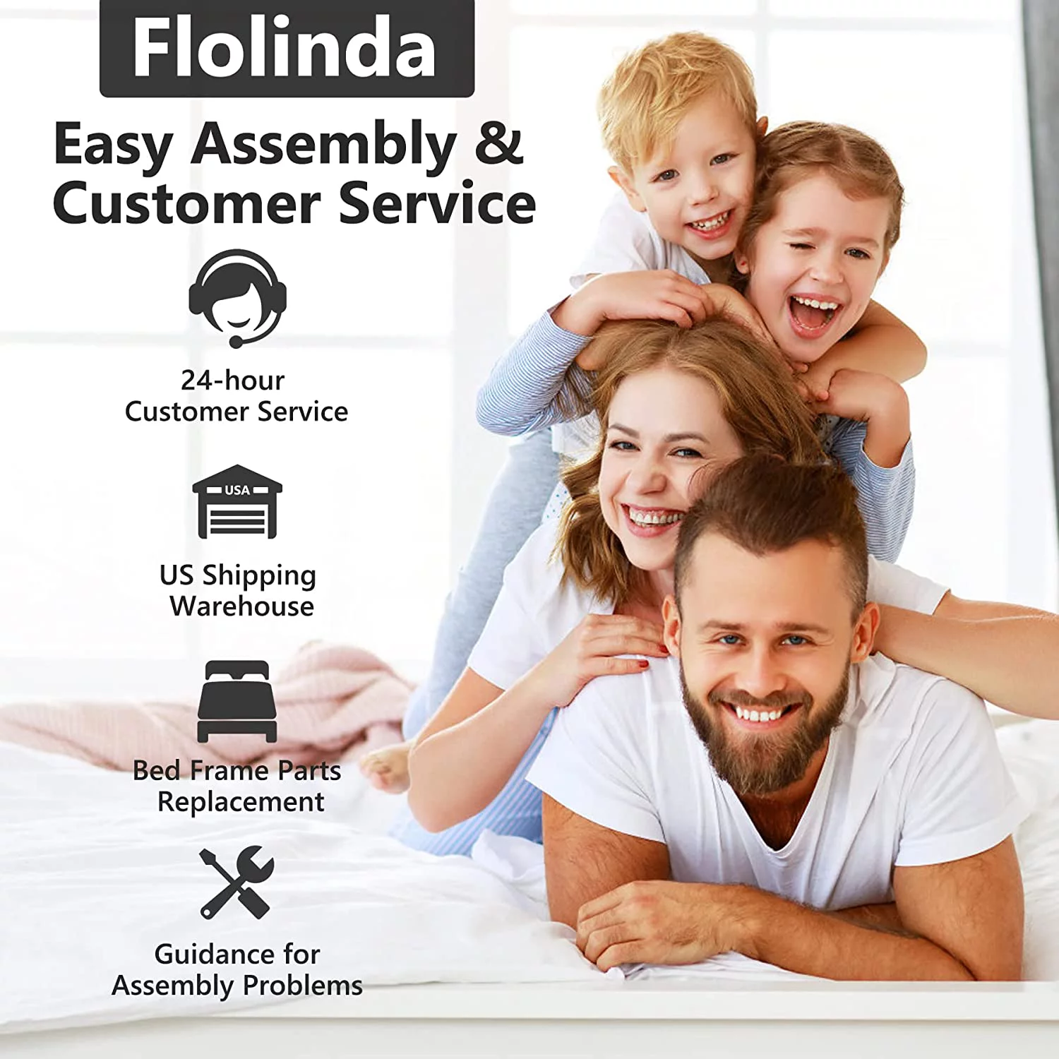 Flolinda Queen Bed Frame Upholstered Bed Frame with Vertical Channel Tufted Complete High Headboard, Black