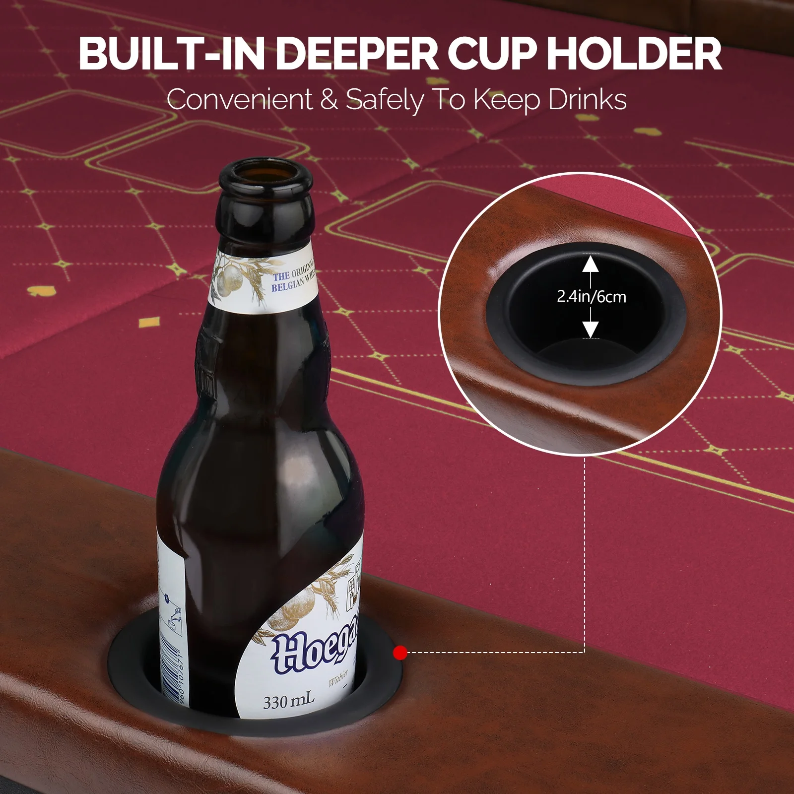 PEXMOR Foldable 10 Player Poker Table, Folding Casino Table Texas Holdem Poker Table, Portable Blackjack Card Game Table w/Stainless Steel Cup Holders & Padded Rails