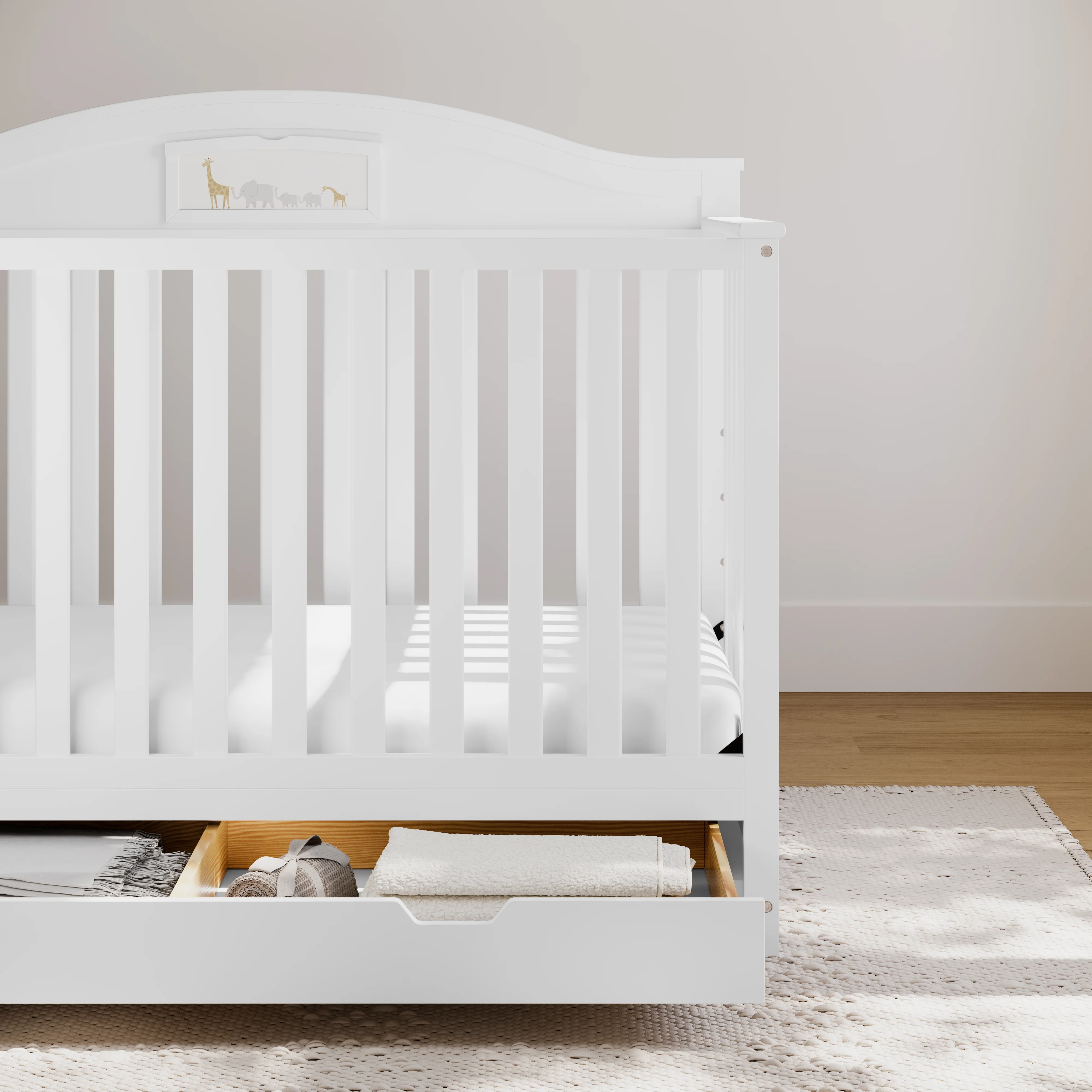 Graco Story 5-in-1 Convertible Baby Crib with Drawer, White
