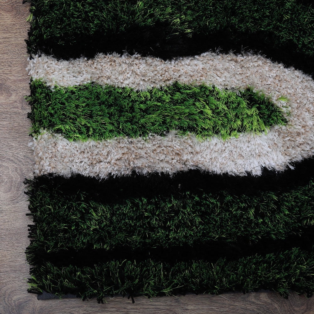 RUGSOTIC CARPETS HAND TUFTED SHAG POLYESTER ECO-FRIENDLY AREA RUGS - 5'x8', Rectangle, Green Beige, Plain Solid Design, High Pile Thick Handmade Anti Skid Area Rugs for Living Room, Bed Room K00111