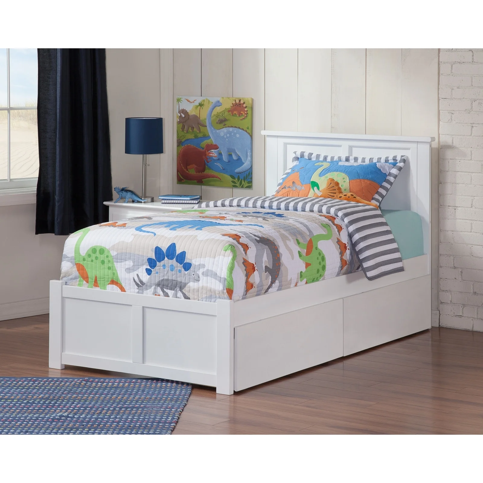 AFI Madison Twin XL Platform Bed with Footboard and Storage Drawers White - Twin XL