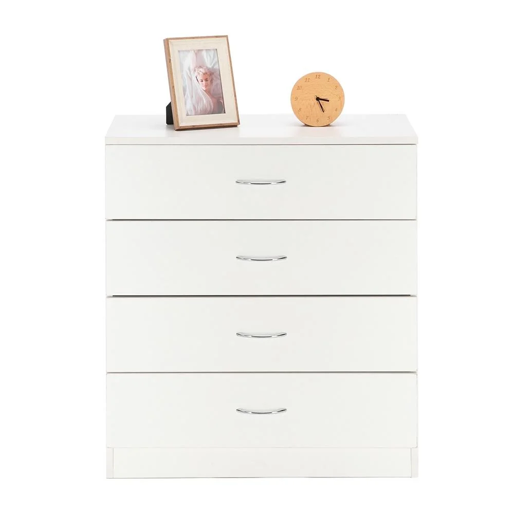 Glavbiku Modern Wood 4 Drawer Nightstand Dresser,Storage Cabinet for Bedroom,White,Adult,28.7