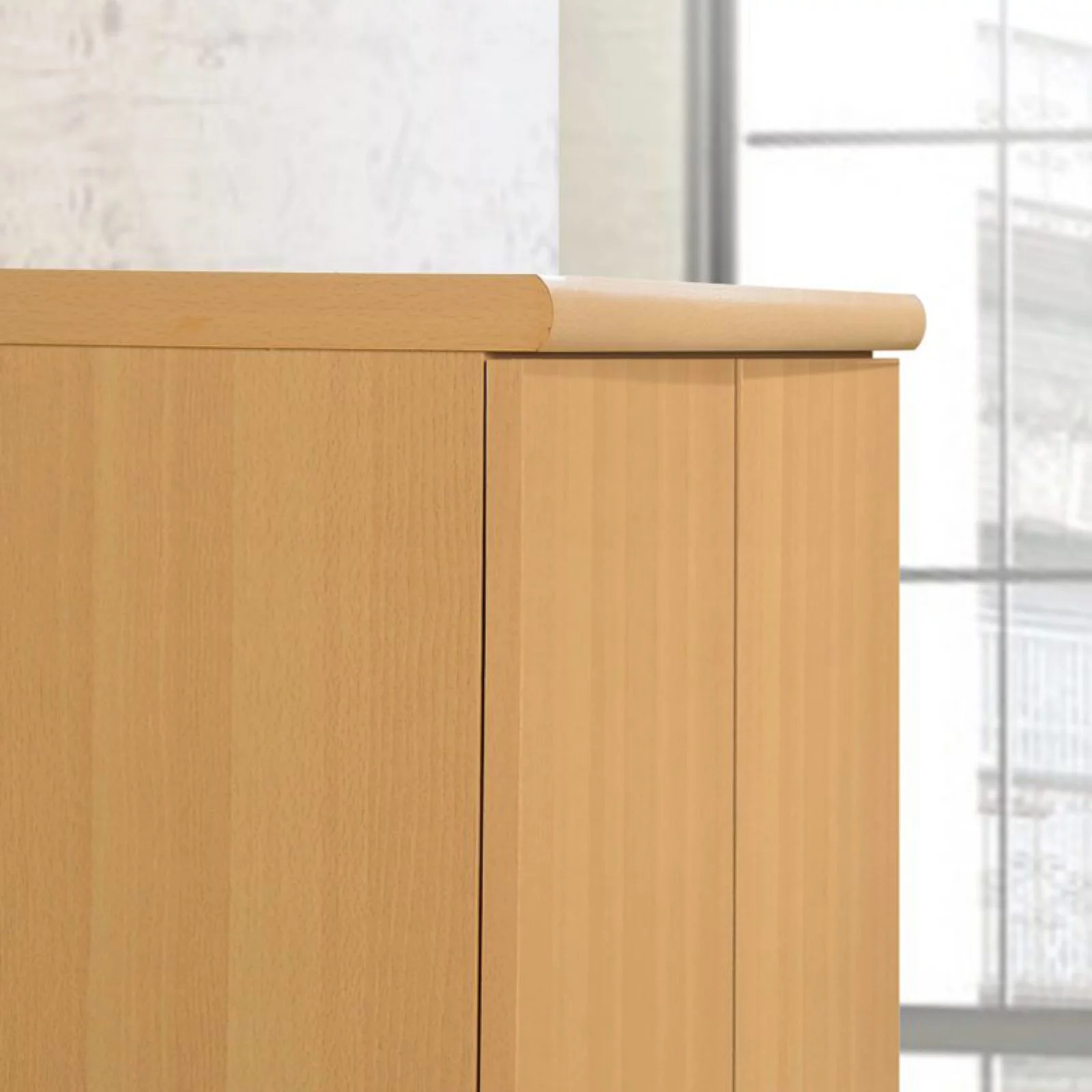 Hodedah 2 Door Wooded Armoire with 4 Shelves in Beige Finish