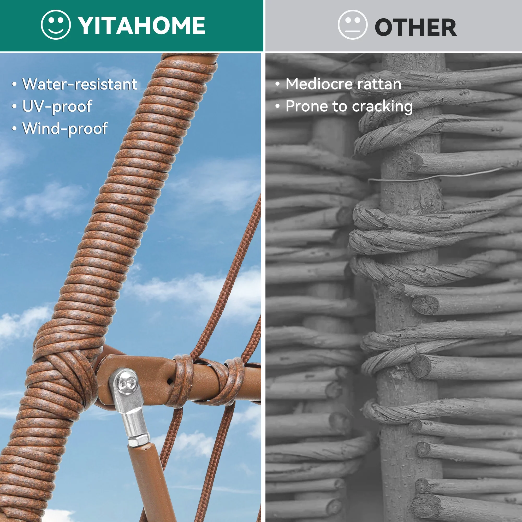 Dextrus Double Egg Chair with Legs 2 Person Wicker Egg Chair Indoor Outdoor Patio Egg Chair with Cushions 510lbs for Patio, Bedroom, Garden and Balcony, Gray