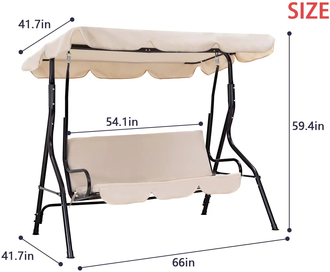 FDW New Canopy Porch Swing Glider Hammock Chair,Beige