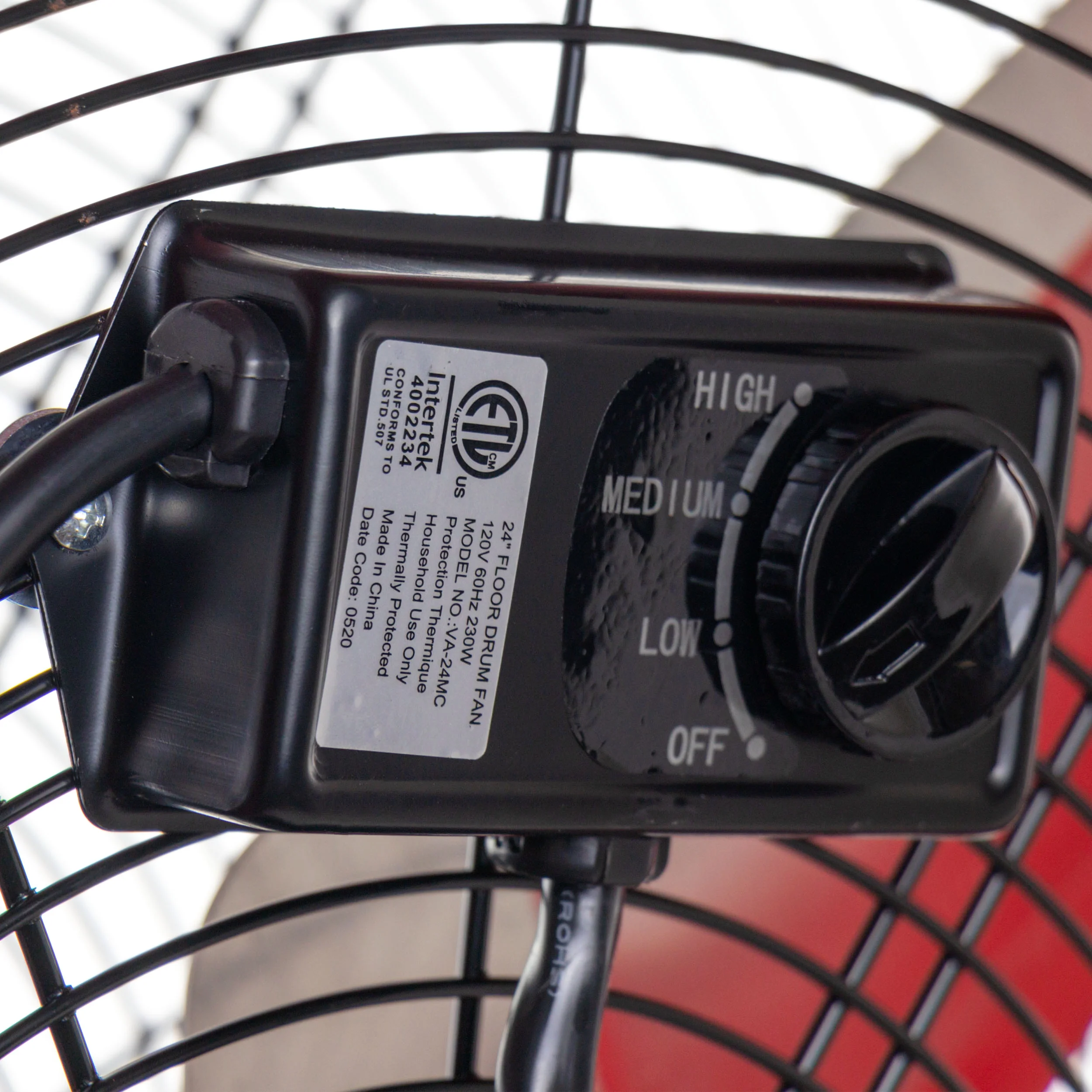 VieAir 24 Inch Commercial Floor Drum Fan in Red