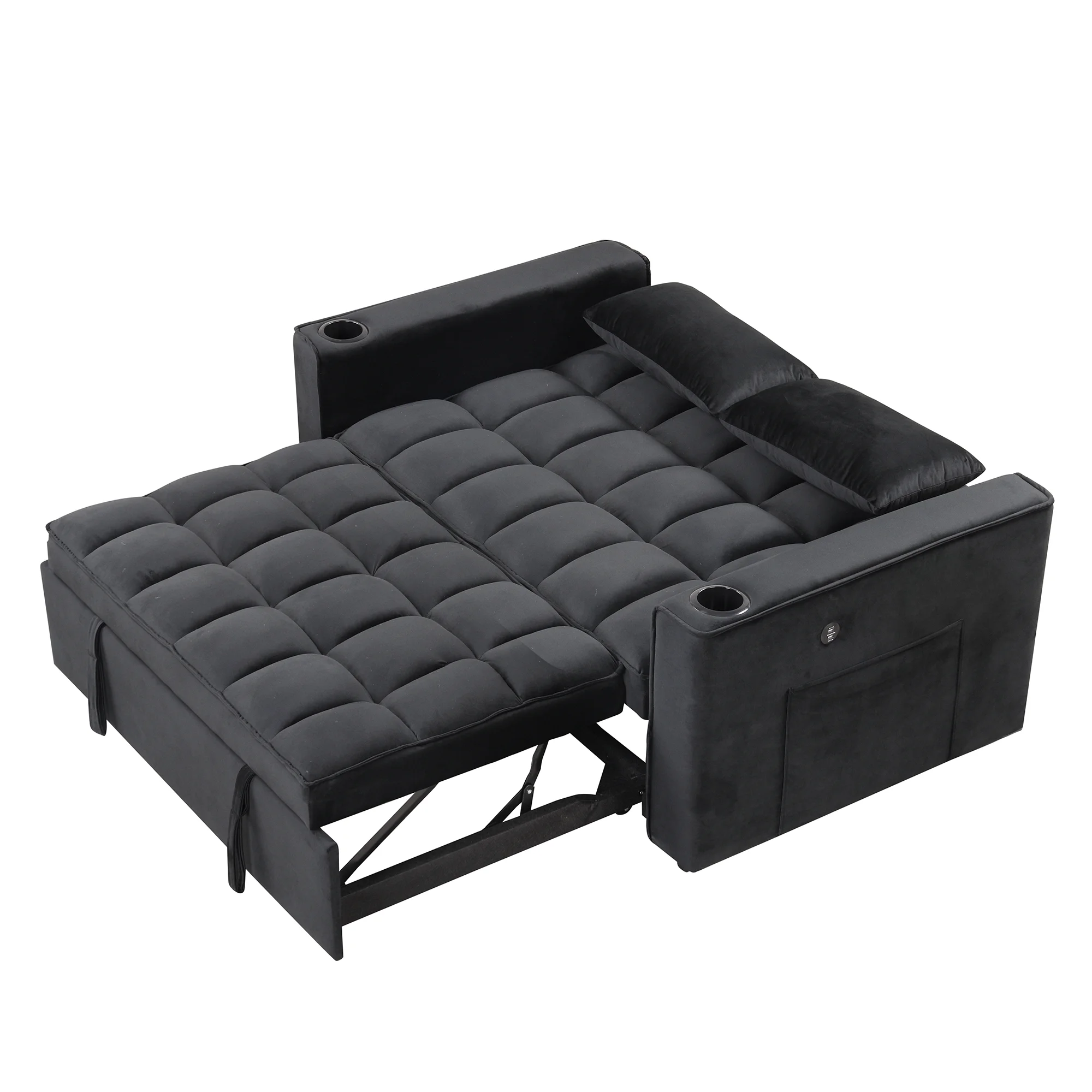 Hombay Modern Convertible Sleeper Sofa Bed, Folding Futon Couch Loveseat with Cup Holder and USB Charging Ports for Living Room Bedroom Apartment