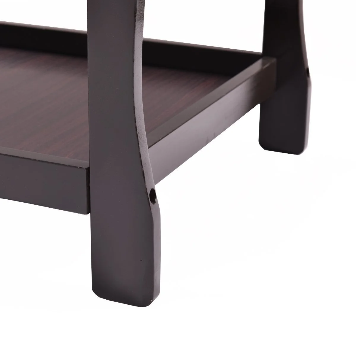 Baby Changing Table, Infant Diaper Changing Table Organization, Newborn Nursery Station with Pad, Sleigh Style Nursery Dresser Changing Table with Hamper/ 2 Fixed Shelves (Espresso)