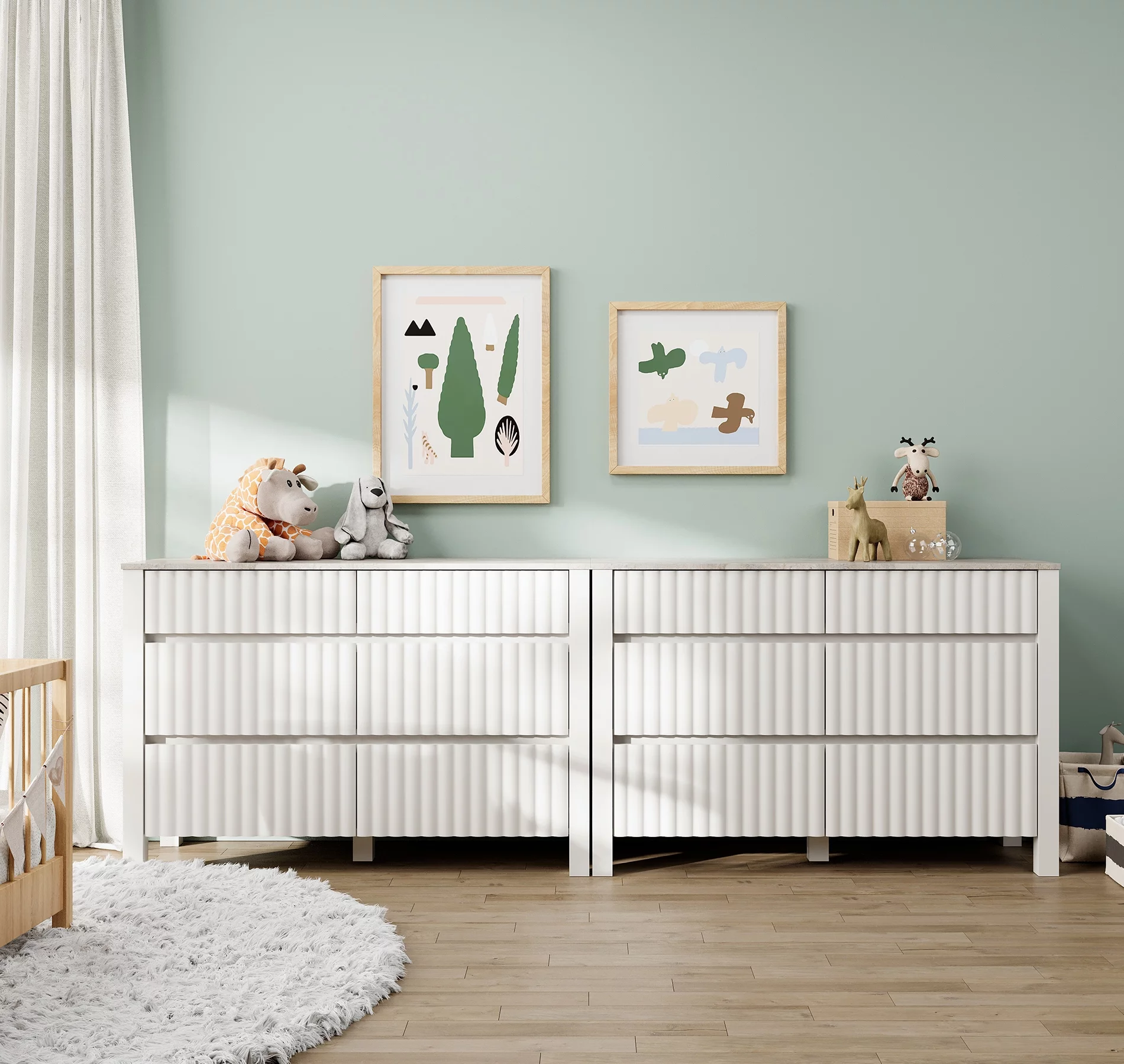 WAMPAT White Dresser for Bedroom with 12 Drawers,Modern Chests & Dressers Storage Cabinet Organizer,Changing Table Dresser for Living Room,Nursery, Hallway