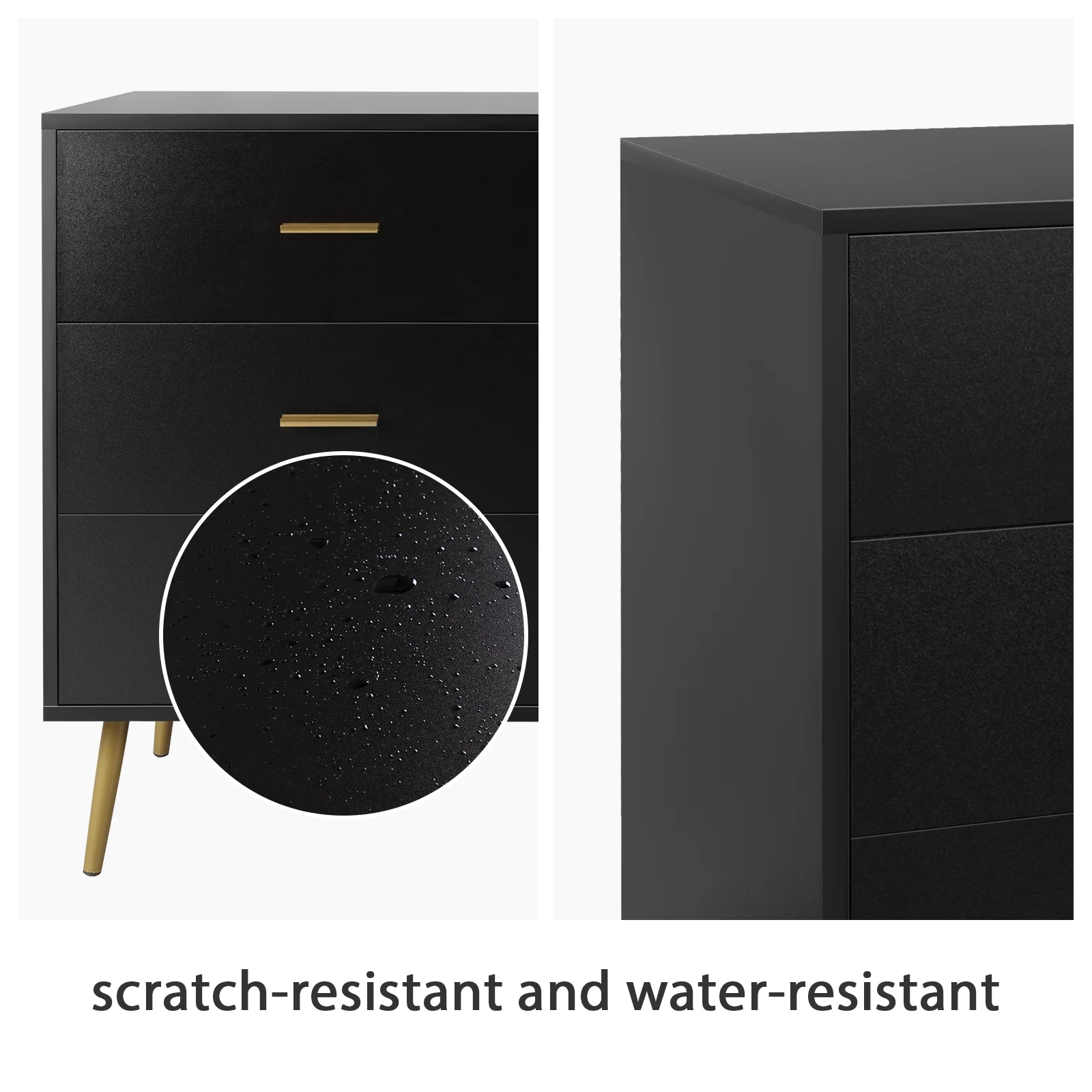 REHOOPEX Black Dresser for Bedroom, Wood Dressers & Colthes Chests of 6 Drawers for Home