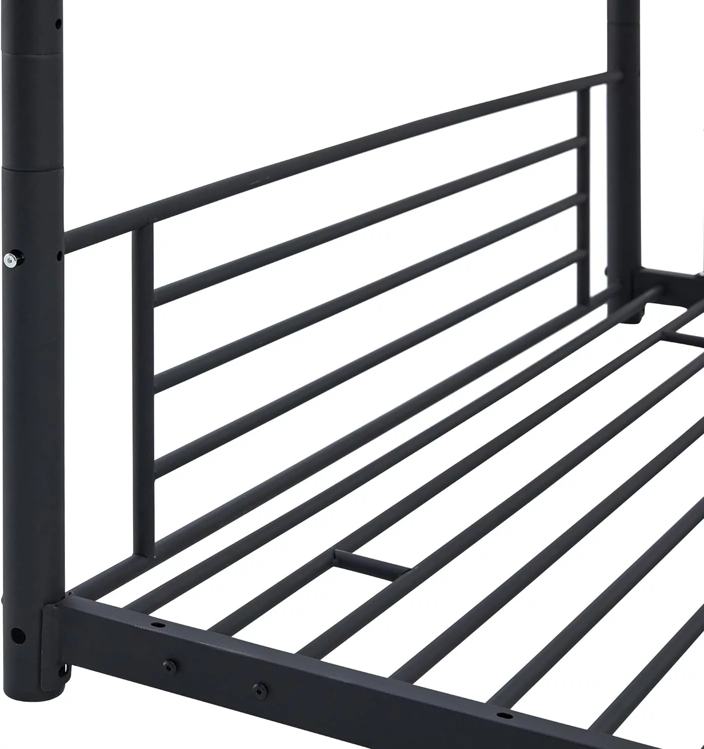Tabaray Triple Beds Full-Full-Full Floor Bunk Bed with 2 Convertible Ladders and Iron Slats, Steel Bedframe with Guardrails for Teens Adults Boys Girls (Grey)