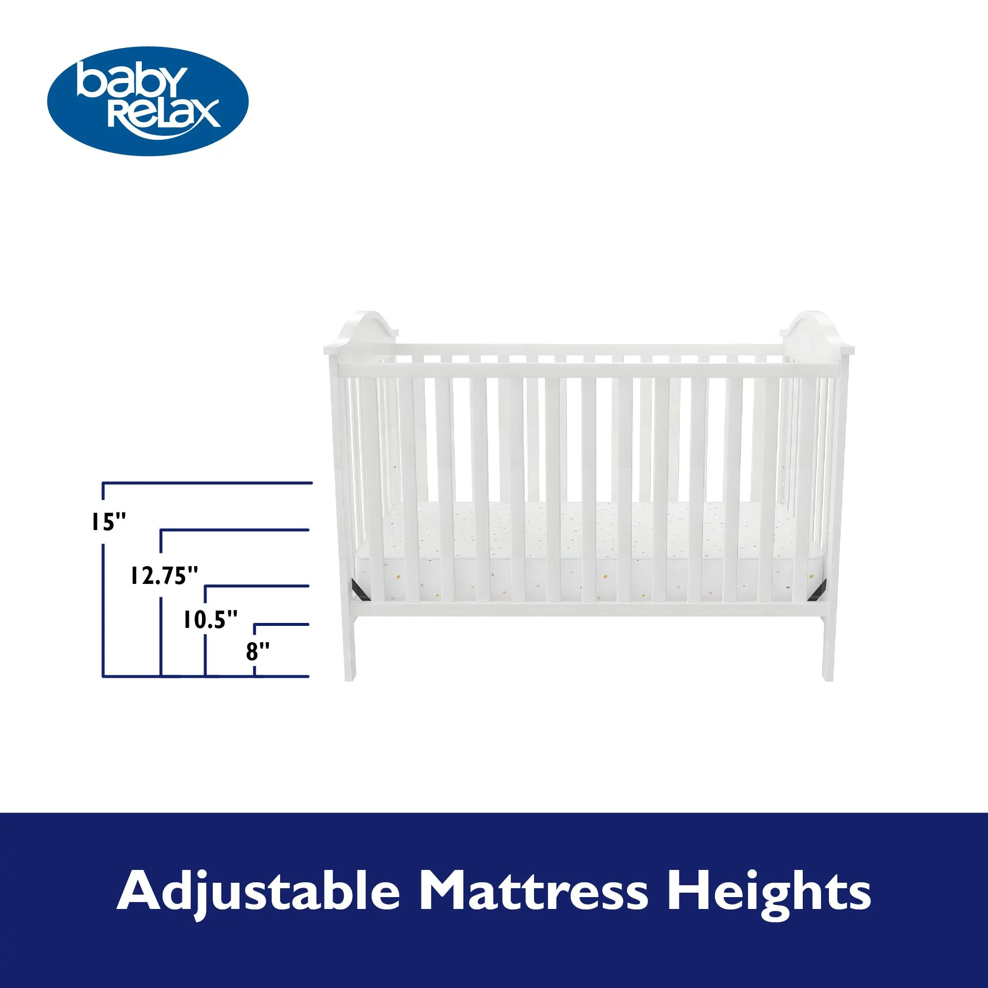 Baby Relax Adele 3-in-1 Convertible Crib, White