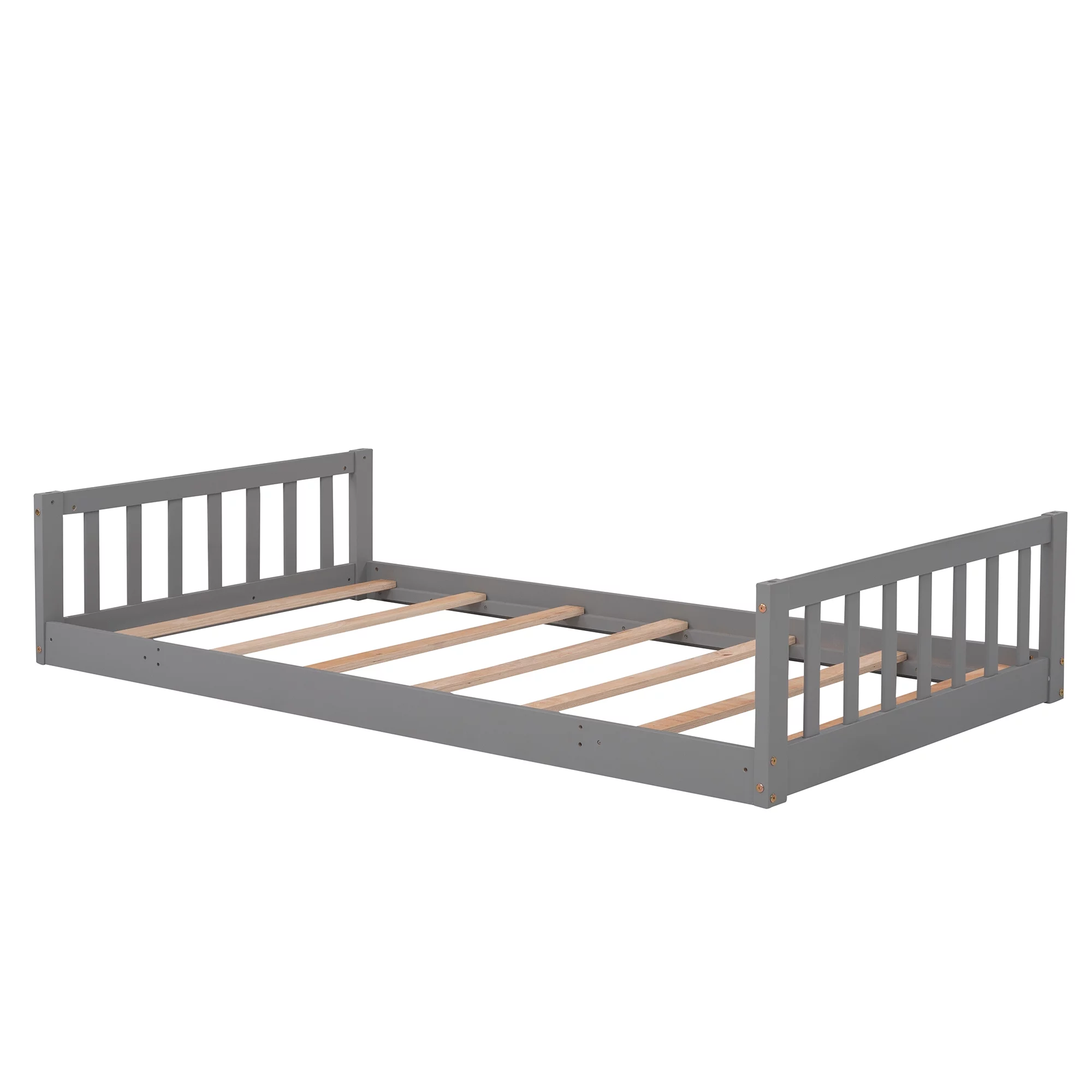 Bellemave Triple Bunk Bed with Slide, Wood Twin over Twin over Twin 3 Bunk Bed with 2 Built-In Ladders, Convertible Triple Beds for Kids, Teens, Boys & Girls (Gray)