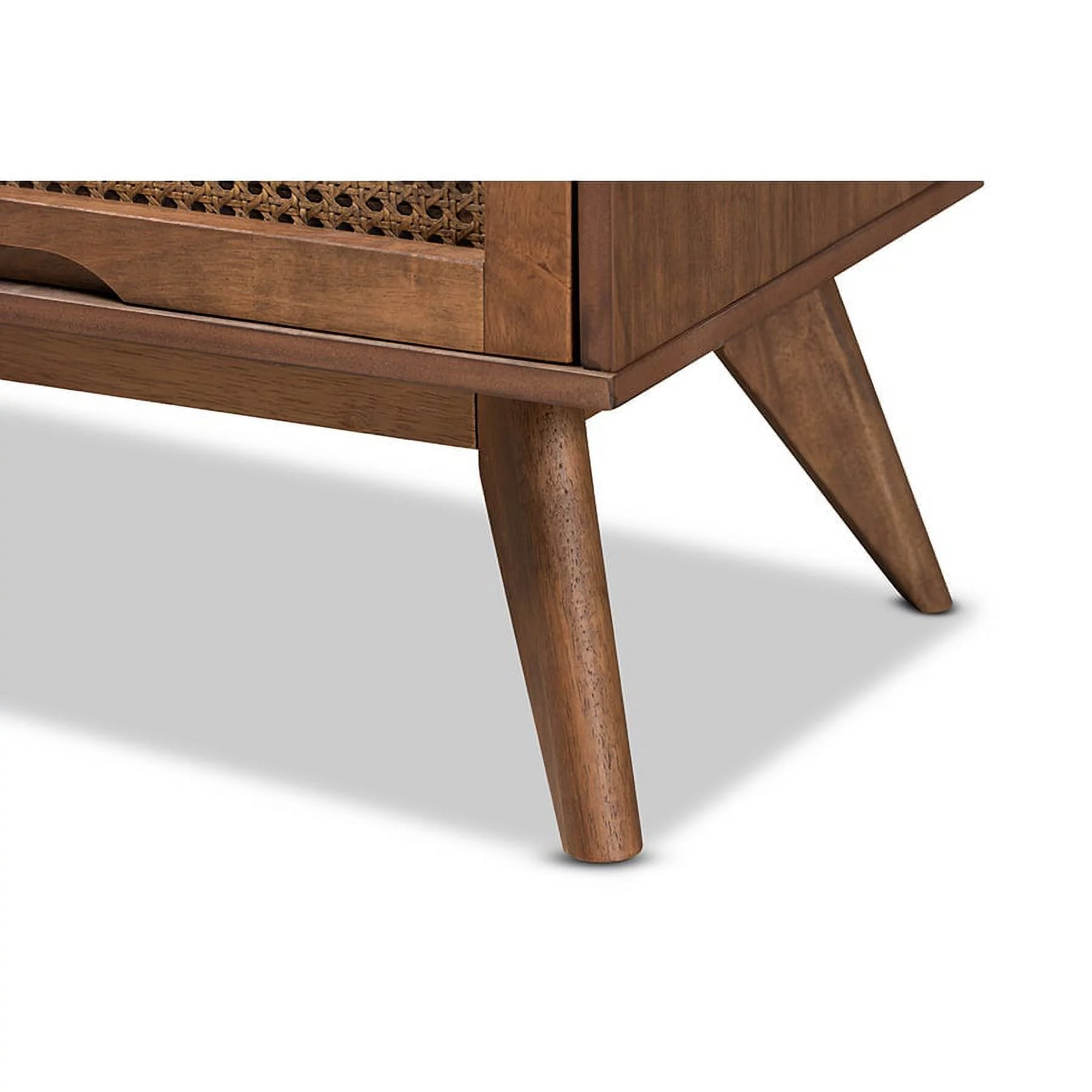 Baxton Studio Barrett Mid-Century Modern Walnut Brown Finished Wood and Synthetic Rattan 6-Drawer Dresser