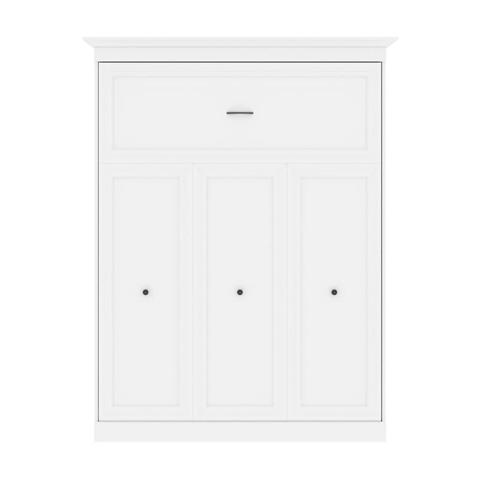 Atlin Designs Wood Queen Murphy Bed with Closet Organizers in Gray/White