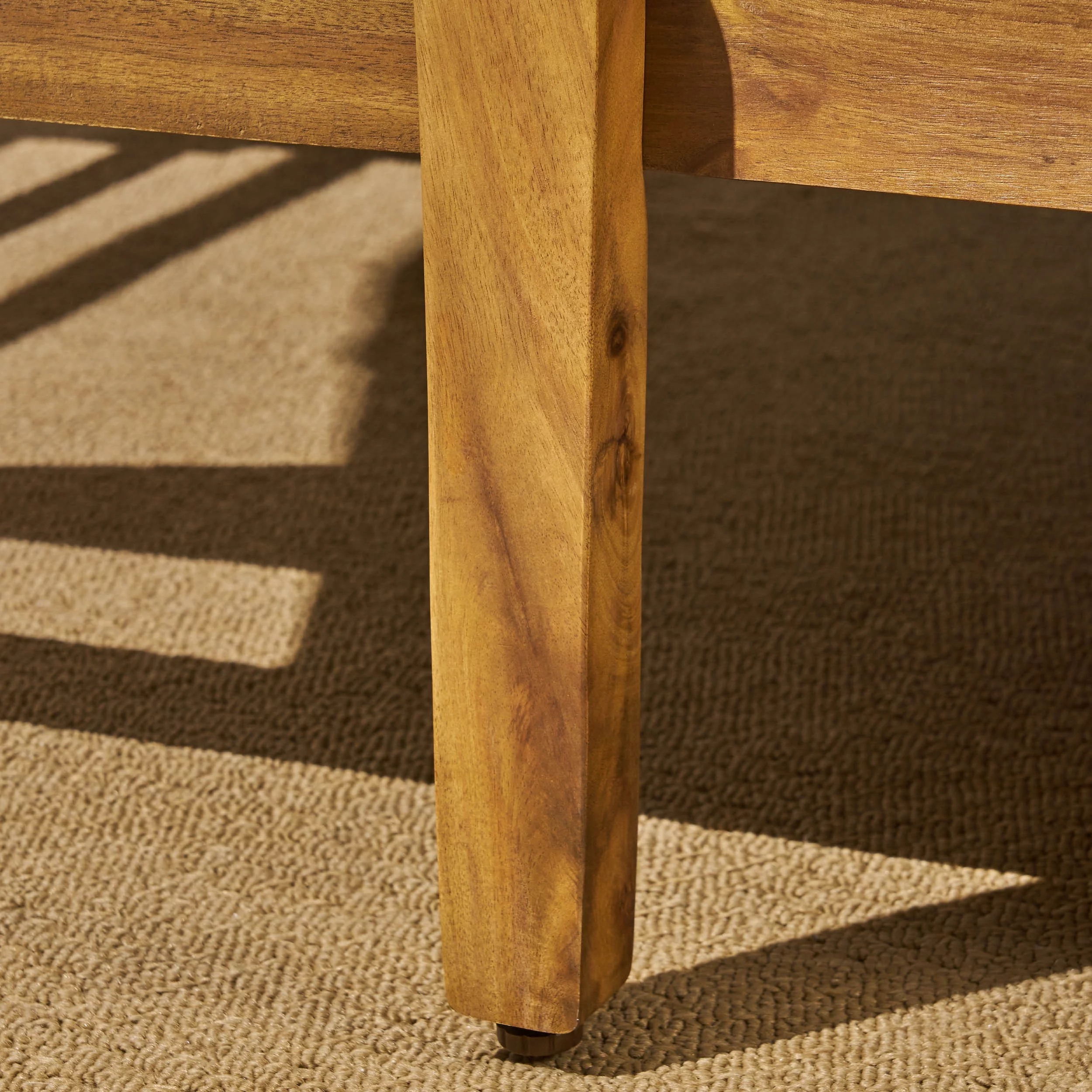 Danielle Outdoor Acacia Wood Double Chaise Lounge with Cushion, Teak, Orange