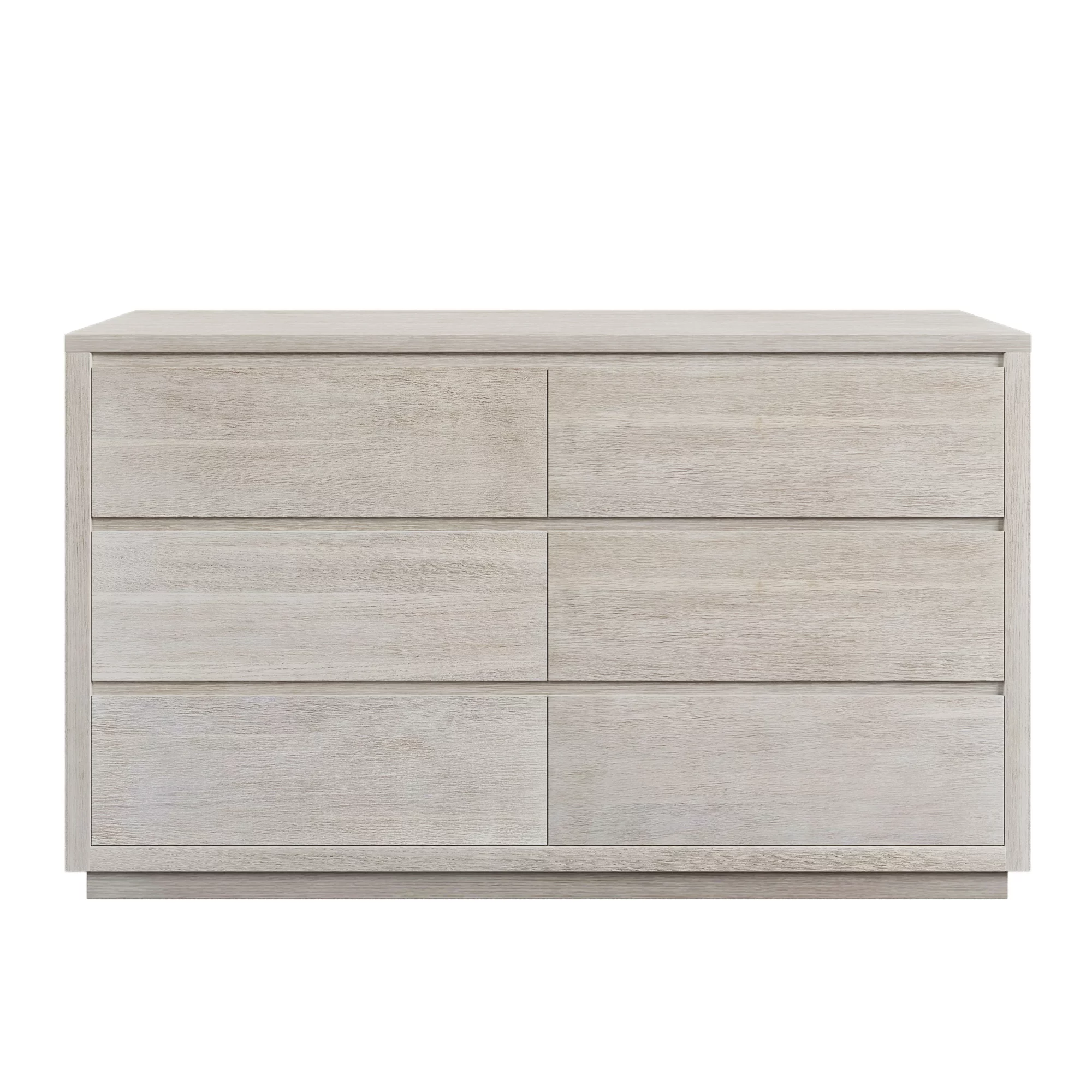 Modern Style Soild Wood 6-Drawer Dresser for Bedroom, Living Room, Stone Gray