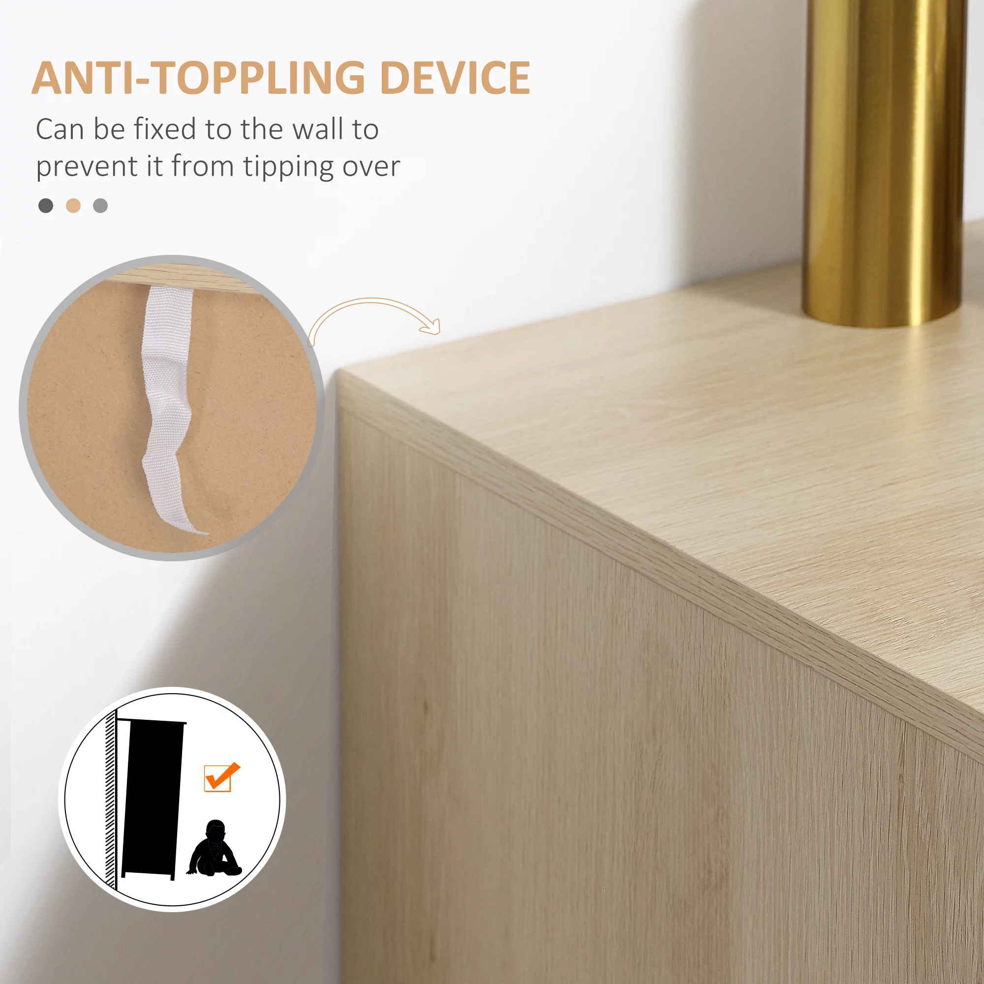 HOMCOM Kitchen Storage Cabinet with Rattan Doors and Adjustable Shelves