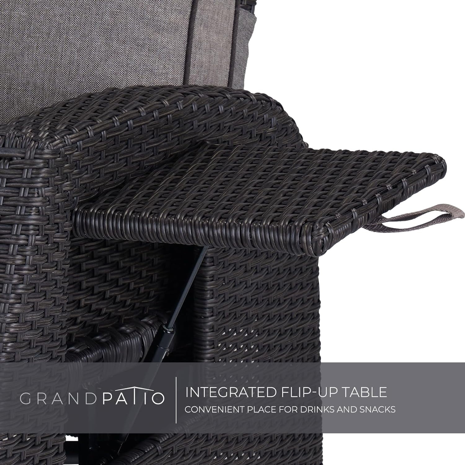 Grand Patio Indoor & Outdoor Recliner Chair PE Wicker Patio 150° Lay Flat Recliner, 2PCS, Gray