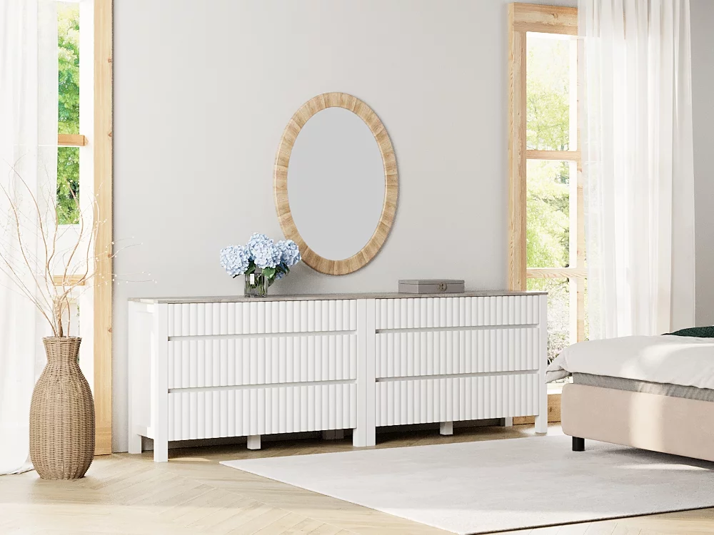 WAMPAT White Dresser for Bedroom with 12 Drawers,Modern Chests & Dressers Storage Cabinet Organizer,Changing Table Dresser for Living Room,Nursery, Hallway