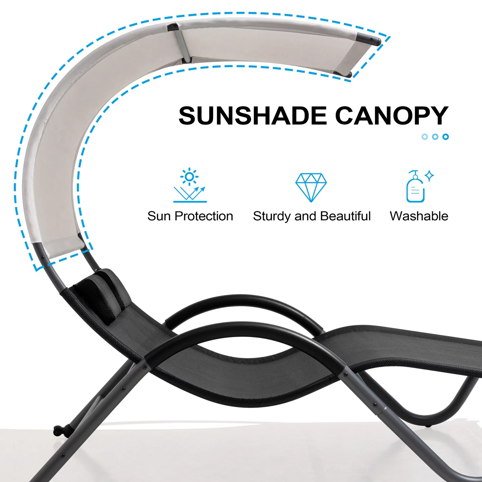 Crestlive Products Patio Steel Outdoor Double Chaise Lounger, Gray