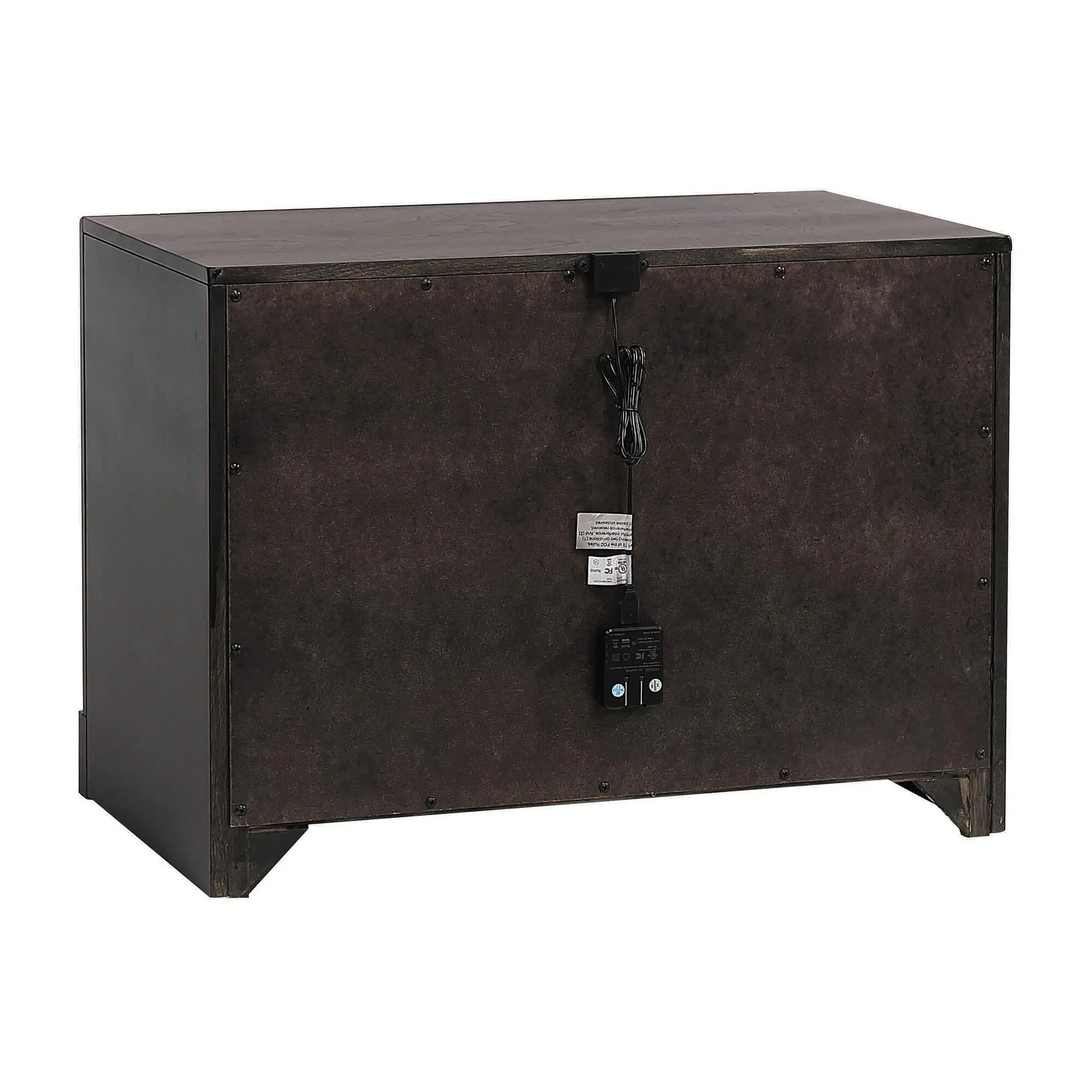 Ras 26 Inch 2 Drawer Nightstand, Felt Lined, 2 USB Ports, Walnut Brown