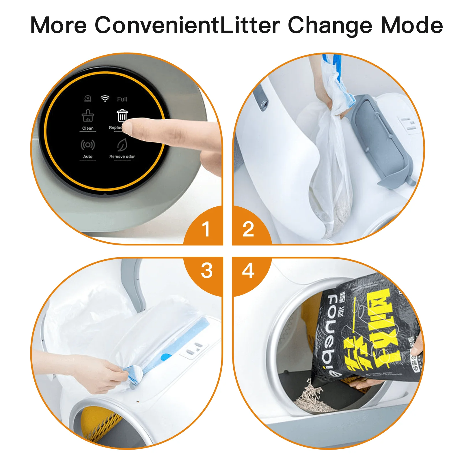 Automatic Cat Litter Box , Suitable For 1-3 Cats, Self-cleaning 65l+9l Large Capacity Cleaning Robot, App Control/odor Removal/safety Protection Smart Cat Litter Box