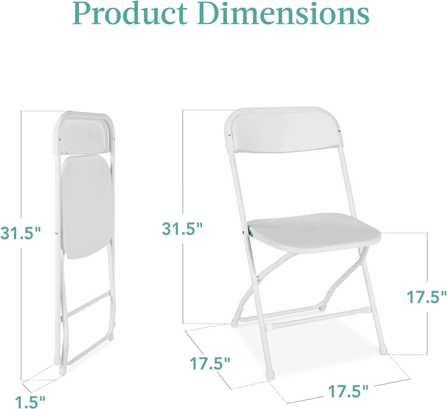 Set of 10 Plastic Folding Chairs, Portable Stacking Indoor Outdoor Seating for Home, Yard, Garden, Parties, Events w/Non-Slip Feet, 350lb Weight Capacity - White