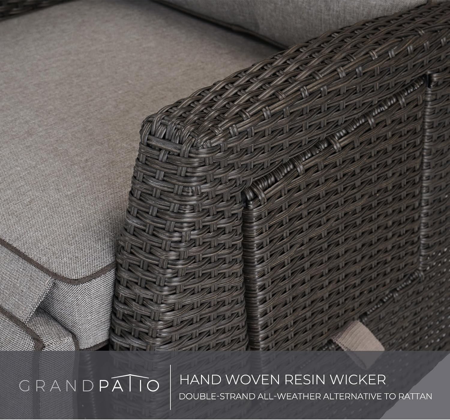 Grand Patio Indoor & Outdoor Recliner Chair PE Wicker Patio 150° Lay Flat Recliner, 2PCS, Gray