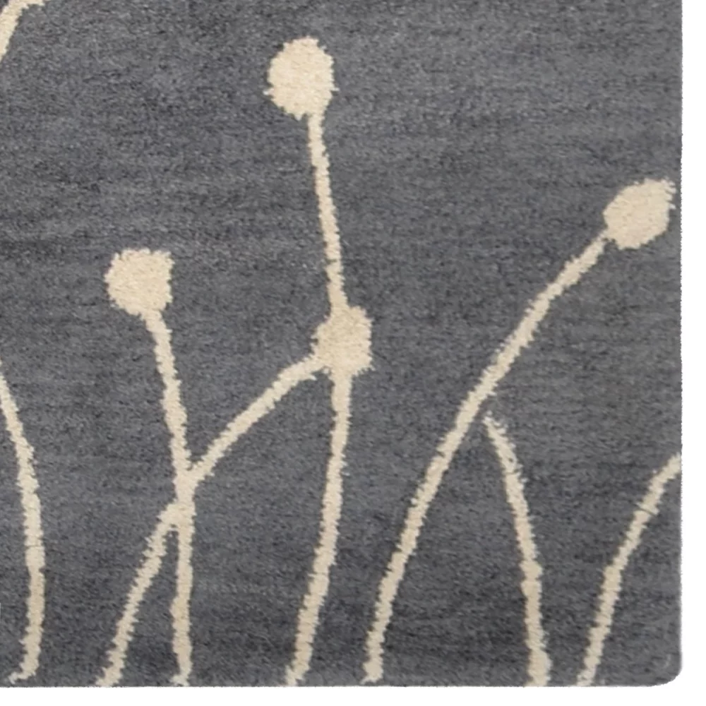 Rugsotic Carpets Hand Tufted, Floral Wool Area Rug, Gray,White, 8'x10'