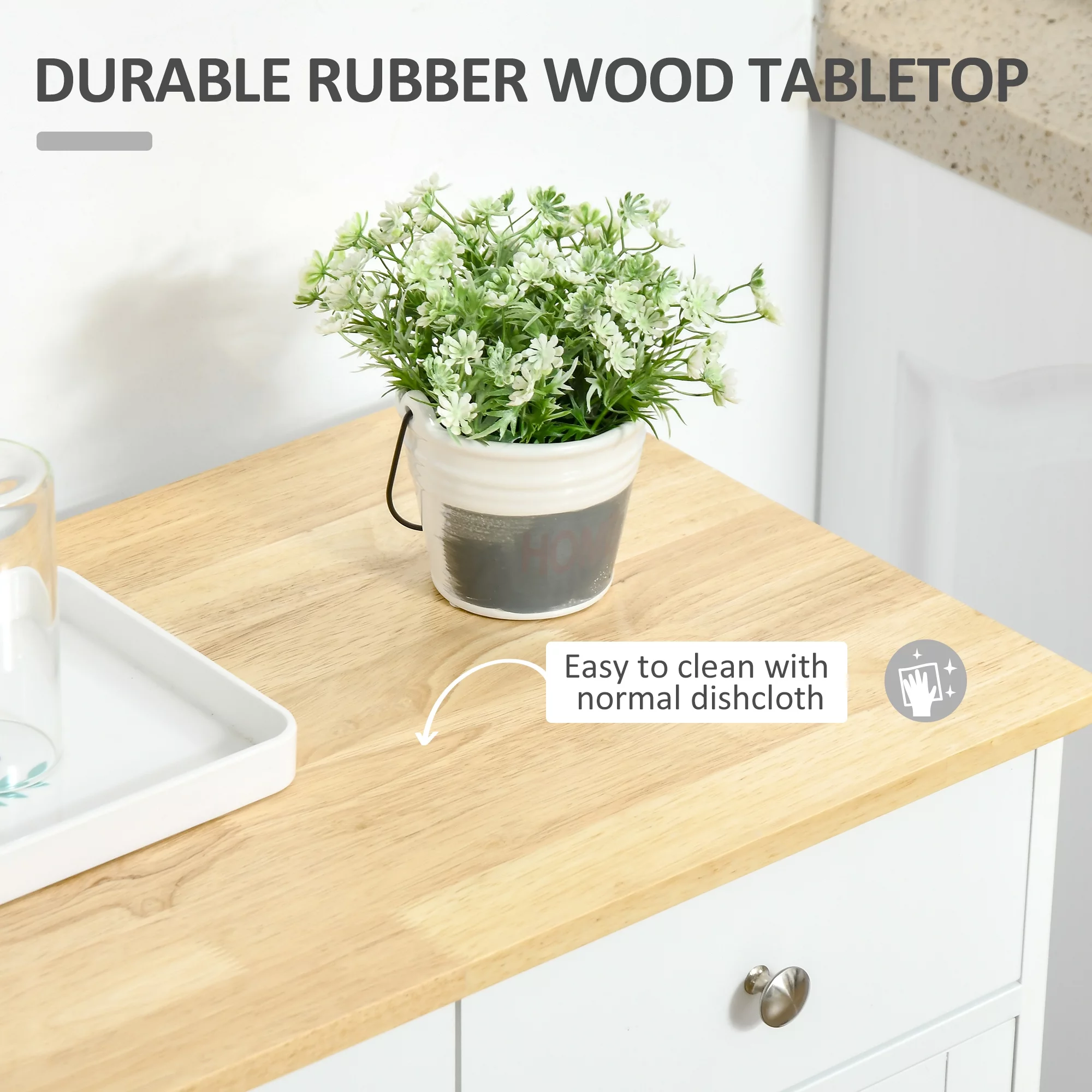 HOMCOM Sideboard Buffet Cabinet, Double Door Kitchen Cabinet, Coffee Bar Cabinet with 2 Drawers, Adjustable Shelf for Living Room and Hallway, White