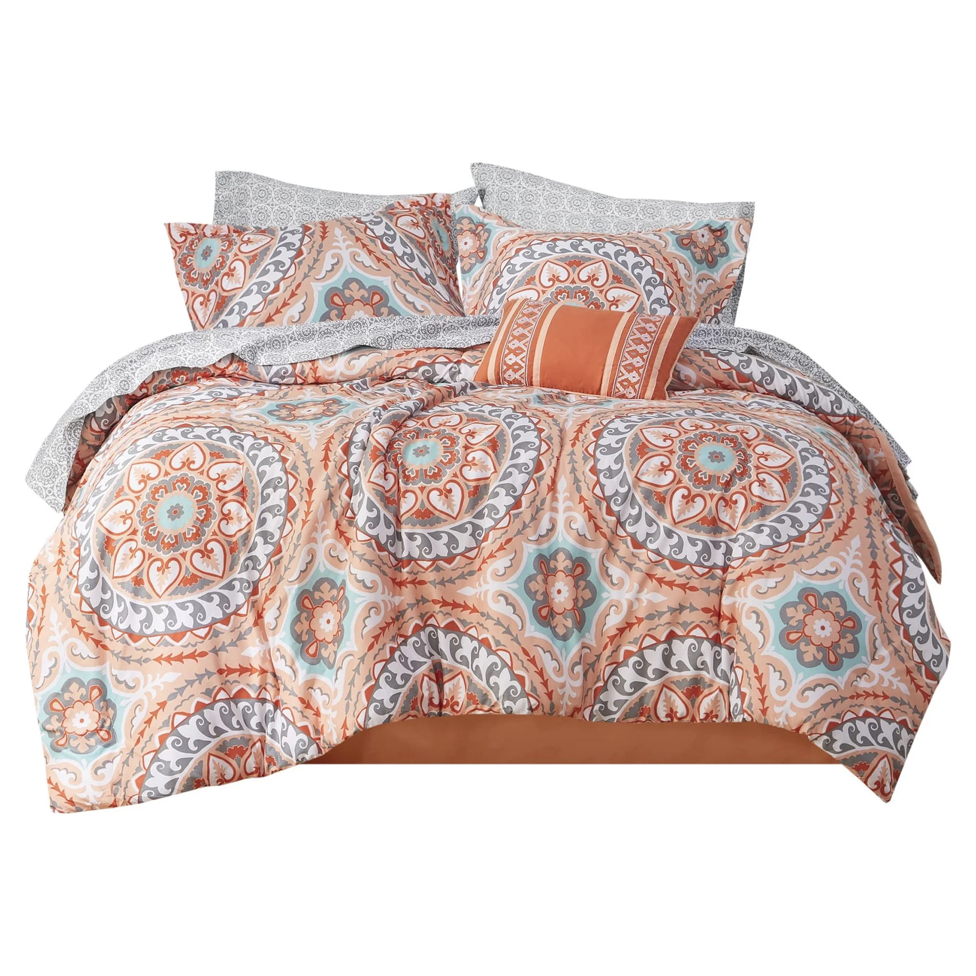 Home Essence Nepal Bed in a Bag Comforter Bedding Set, Orange, Twin-XL