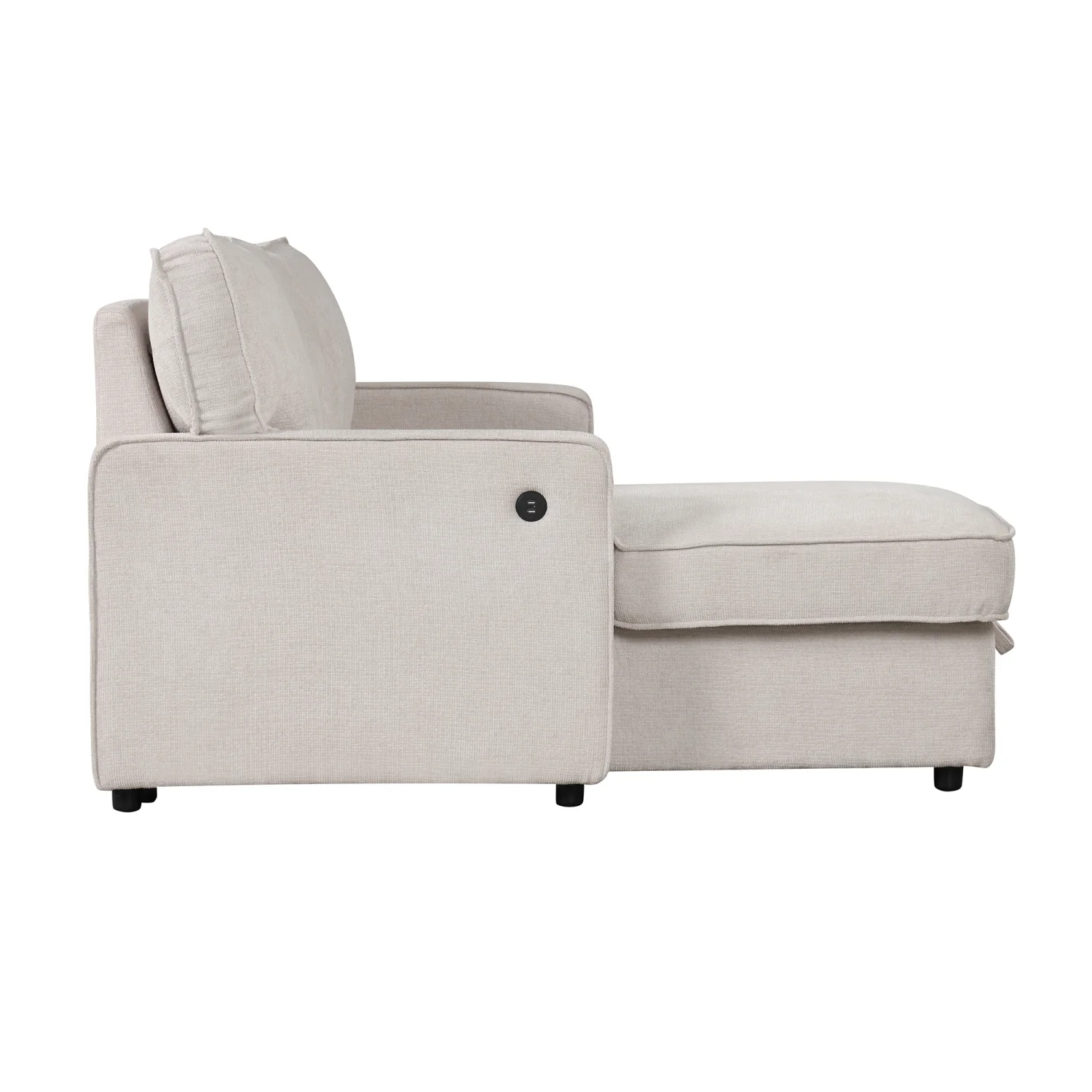 Churanty Pull Out Sofa Bed Sectional 3 Seater Sleeper Sofa Bed with with Storage chaise USB Port and 2 Cup Holders for Living Room Apartment,Beige