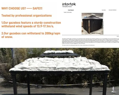 10x12 Hardtop Metal Gazebo Heavy Duty Pergola with Mosquito Nets Galvanized Steel&Polycarbonate Roof Sturdy Outdoor Canopies Tent Suitable for Gardens Patio Backyard