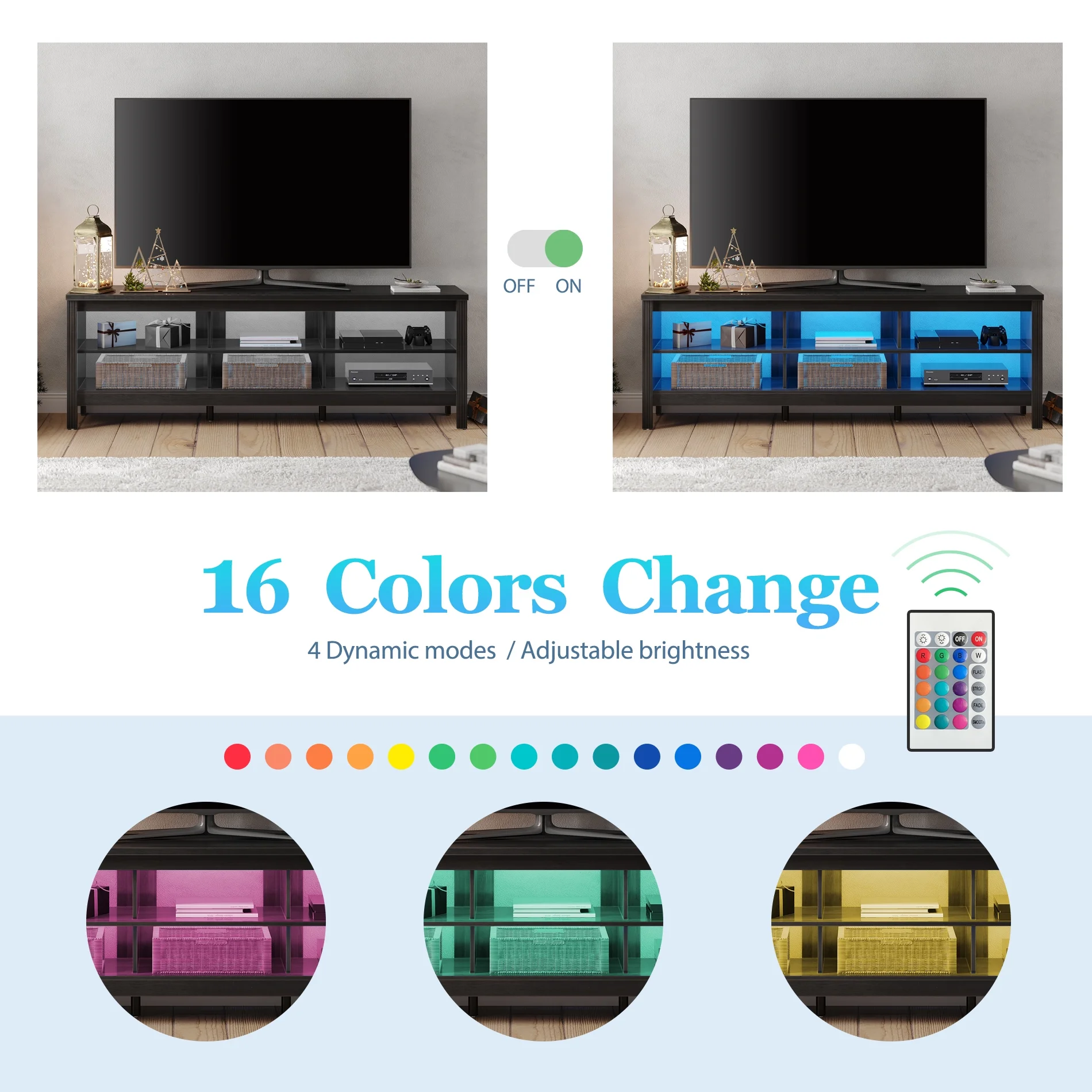 Farmhouse TV Stand for 75 inch TV Wood Television Stand for 65 70 inch TV,Entertainment Center with 6 Storage Cabinets for Living Room, Black