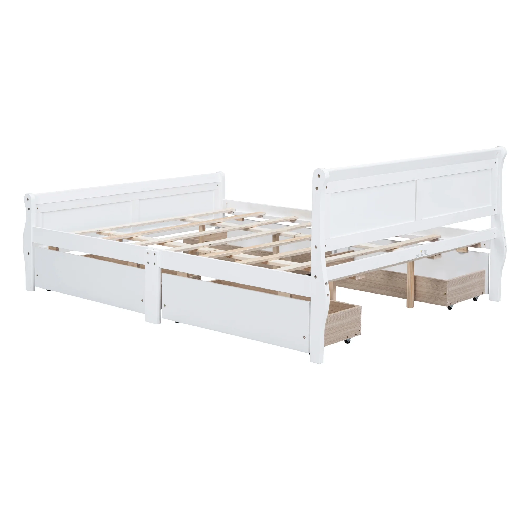 CoSoTower Queen Size Wood Platform Bed with 4 Drawers and Streamlined Headboard & Footboard, White