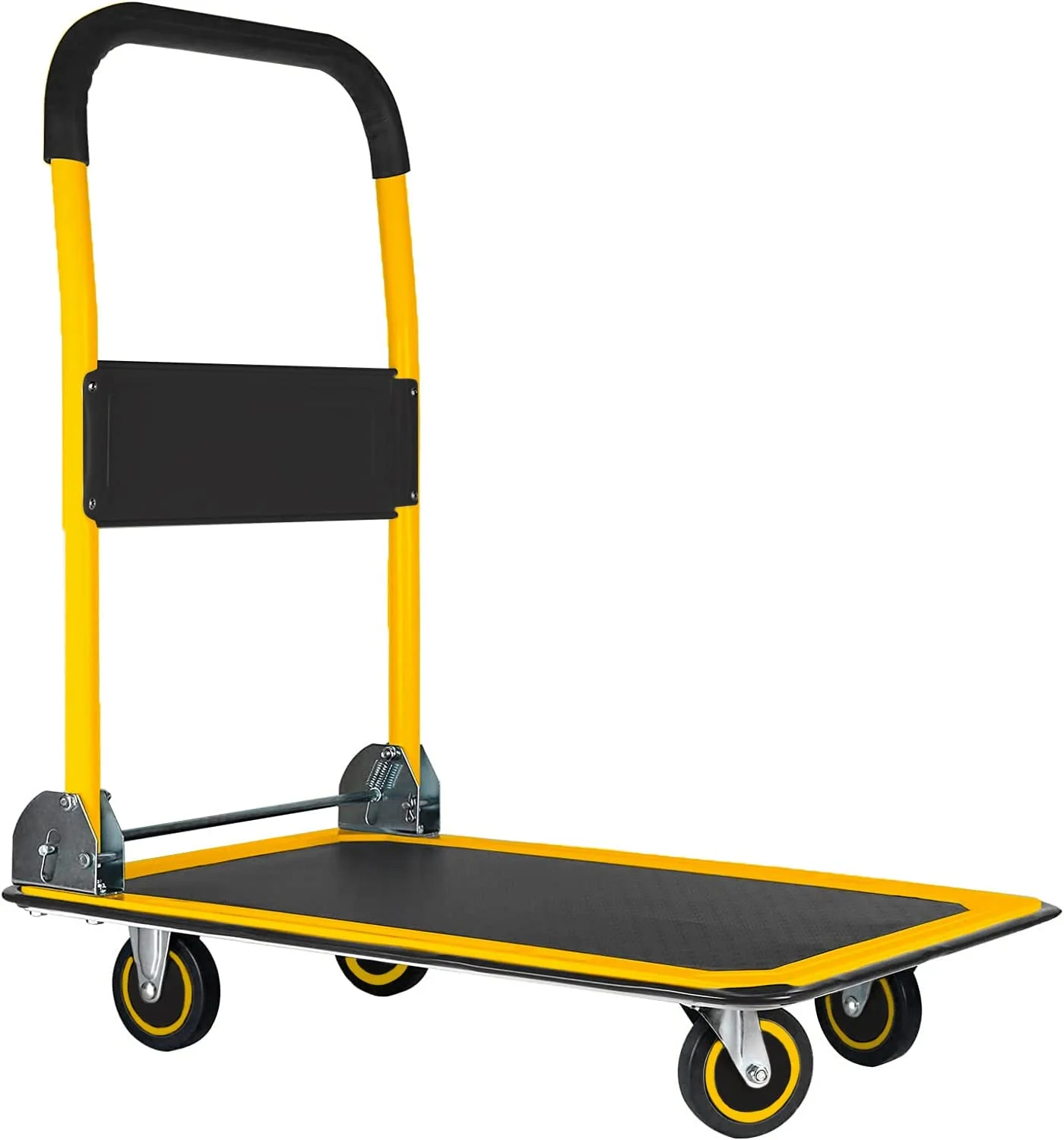 Extra Large Foldable Push Cart Dolly | 660 lbs. Capacity Moving Platform Hand Truck | Heavy Duty Space Saving Collapsible | Swivel Push Handle S Bed Wagon