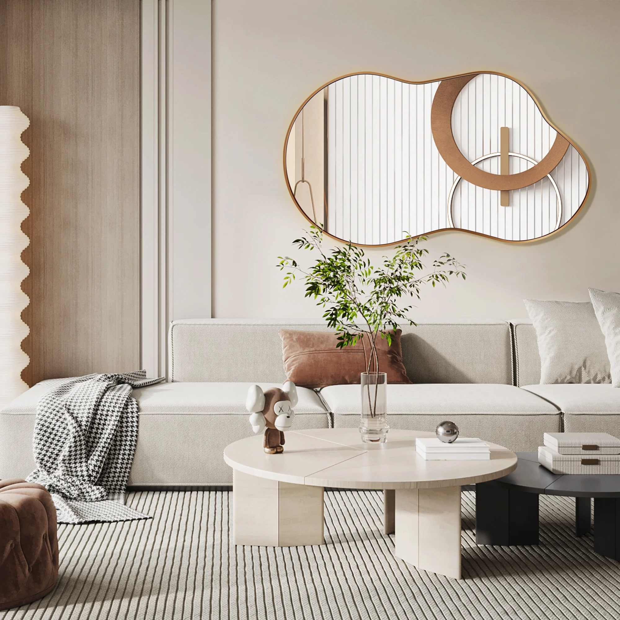 AUSTUFF Irregular Wall Mirror Cloud Shaped Bathroom Mirror 26