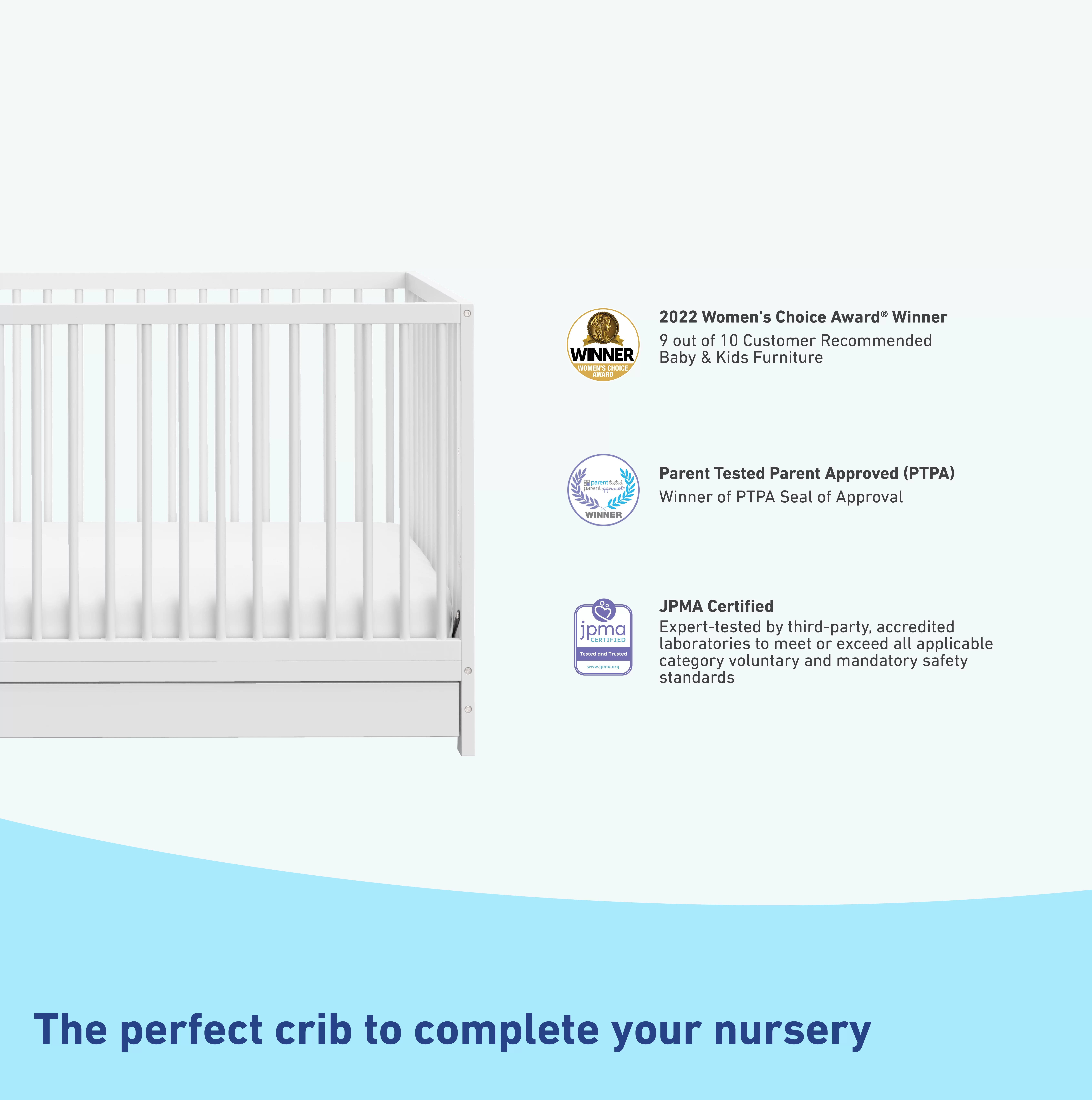 Graco Teddi 5-in-1 Convertible Baby Crib with Drawer, White