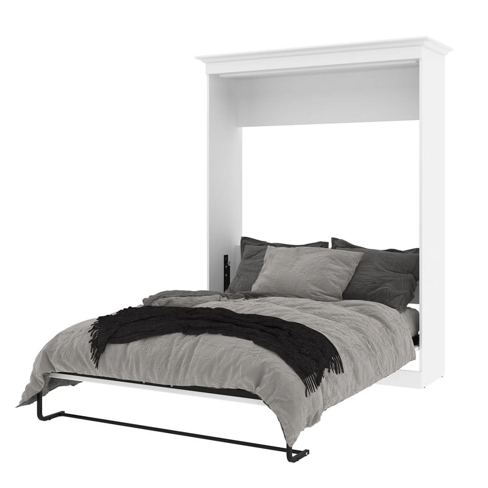 Atlin Designs Wood Queen Murphy Bed with Closet Organizers in Gray/White